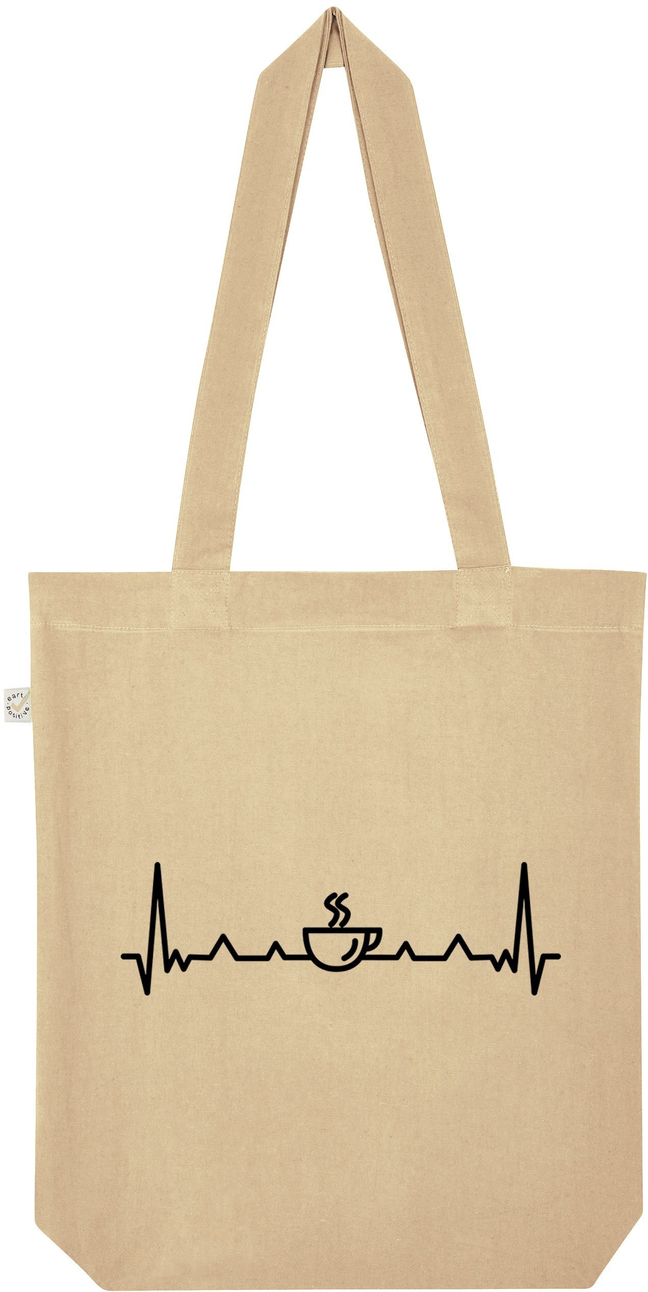 Youth Designz Tragetasche Heartbeat Kaffee Jutebeutel Tasche Lange Henkel, mit trendigem Motiv