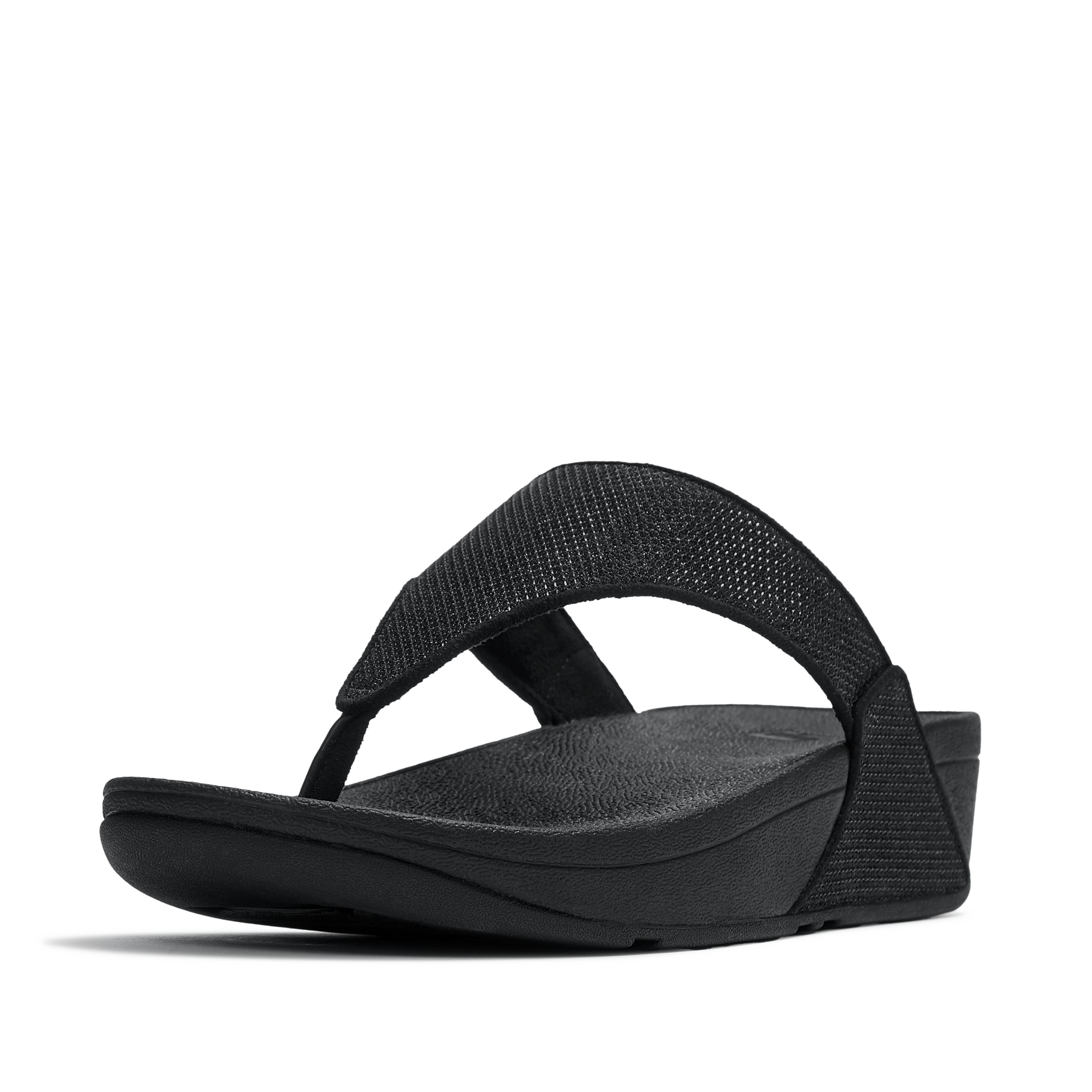Fitflop LULU SHIMMERGLITZ TOE-POST SANDALS Dianette Keilabsatz, Zehentrenner, Badeschuh, Sommerschuh mit Glitzerdetails