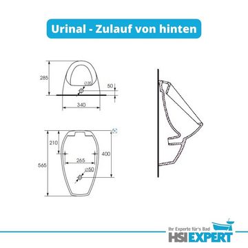 GEBERIT Urinal Urinal ohne Deckel Geberit Element Drückerplatte, Keramik, Wasserspülung, (Spar-Set, Komplettset)