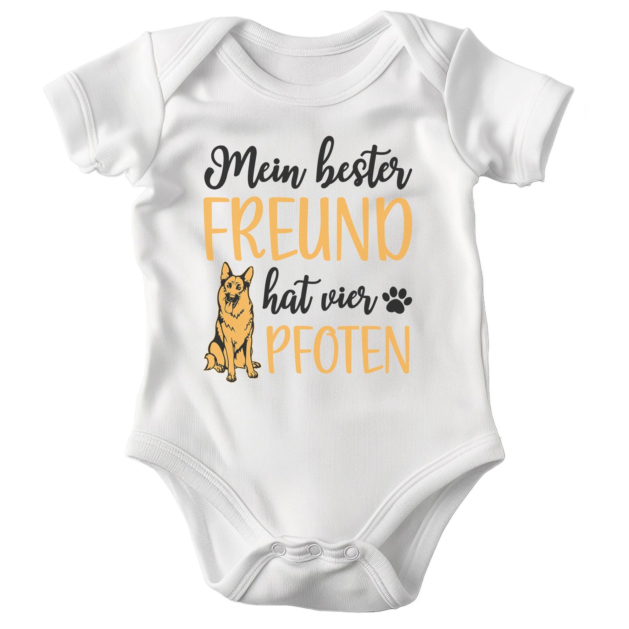 22Feels Kurzarmbody Bio Unisex Babybody Weiß Schäferhund Geschenk 1. Geburtstag Taufe BIO-Baumwolle - In Deutschland Bedruckt - Niedlicher Print