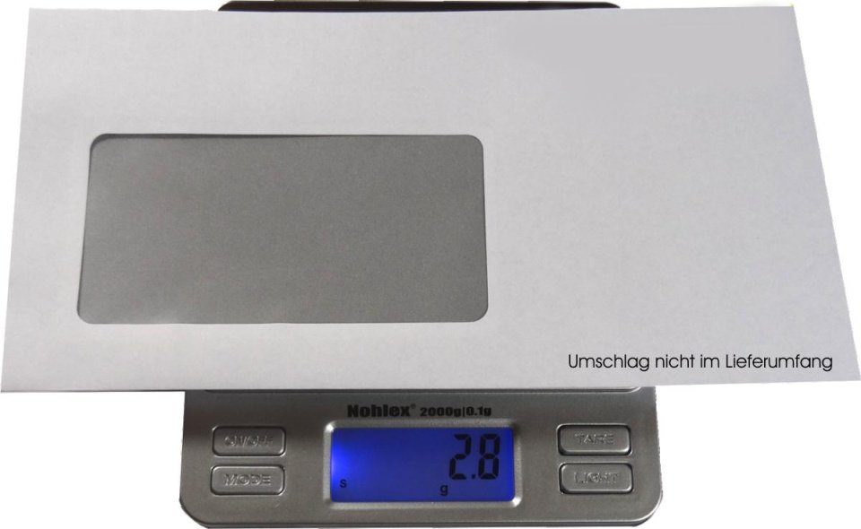 NOHLEX Küchenwaage NTP2K - Briefwaage/Küchenwaage/Feinwaage Wägebereich 2000g / 0.1g
