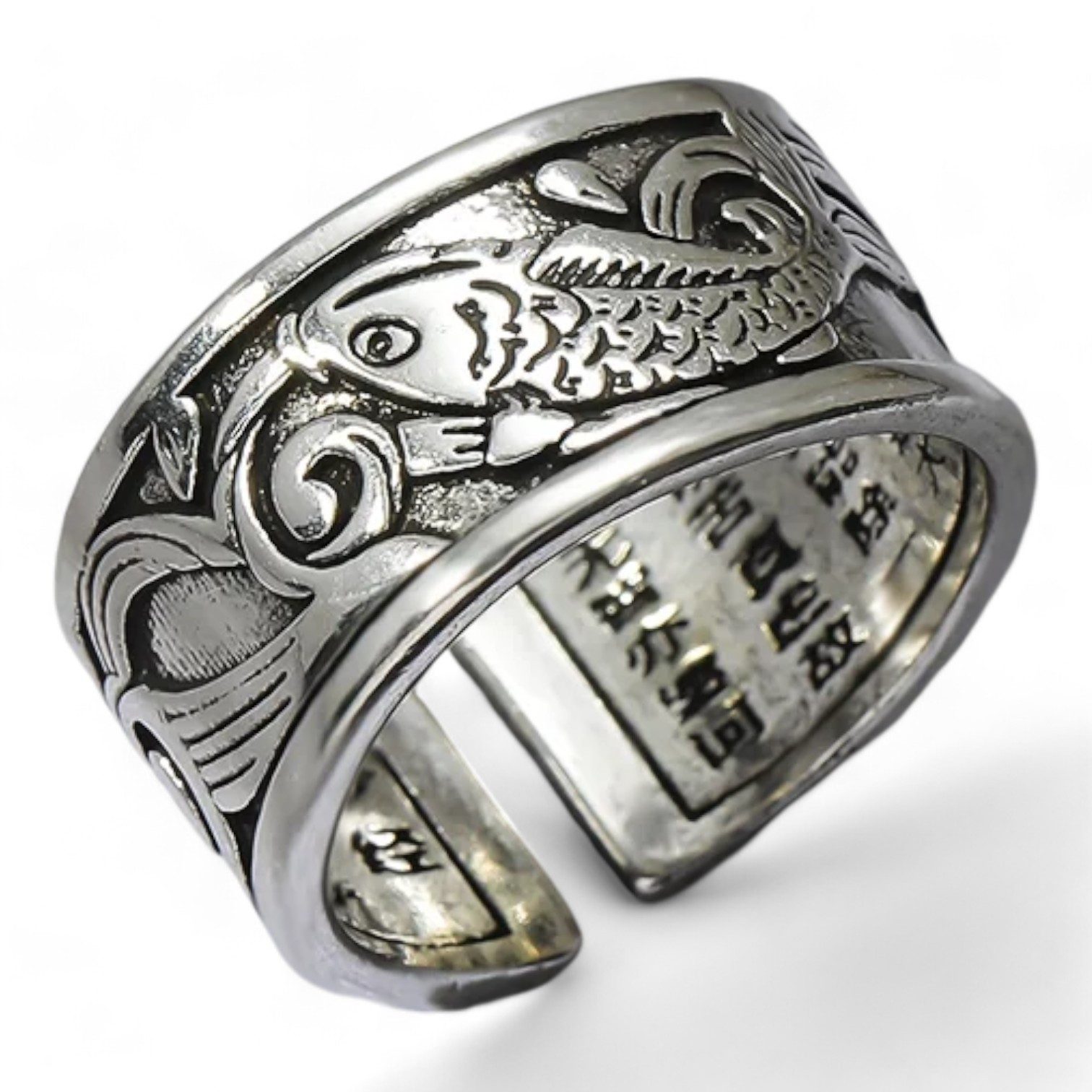 Eyecatcher Fingerring Koi Fisch Ring Silber Größenverstellbar, Größenverstellbar