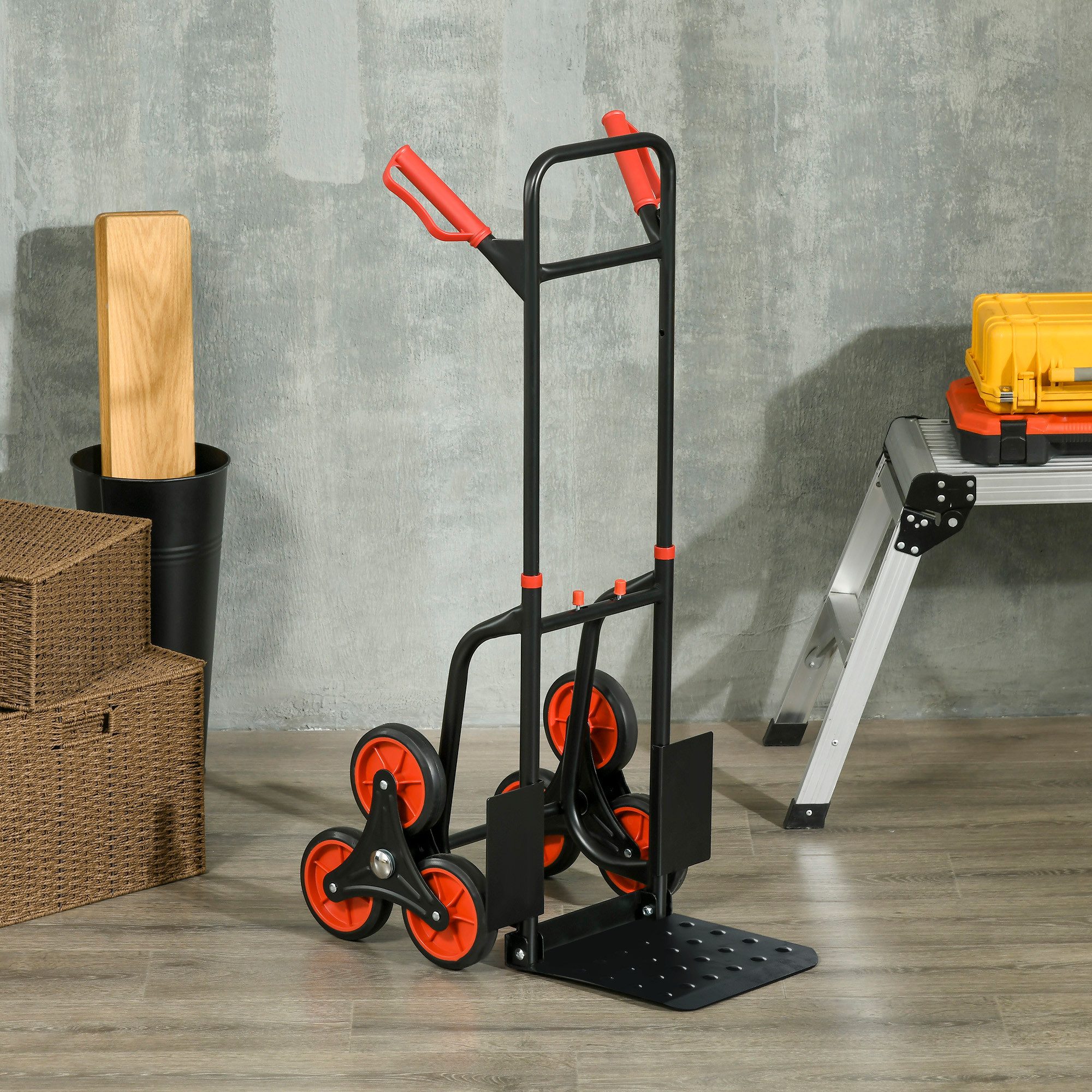 Durhand Sackkarre Treppensteiger Sackkarre klappbar Transportkarre mit Stahlrahmen, (Packung, 1-St., Klappbare Treppensteiger-Sackkarre), klappbar, Treppensteiger, 6 Räder, Stahlrahmen