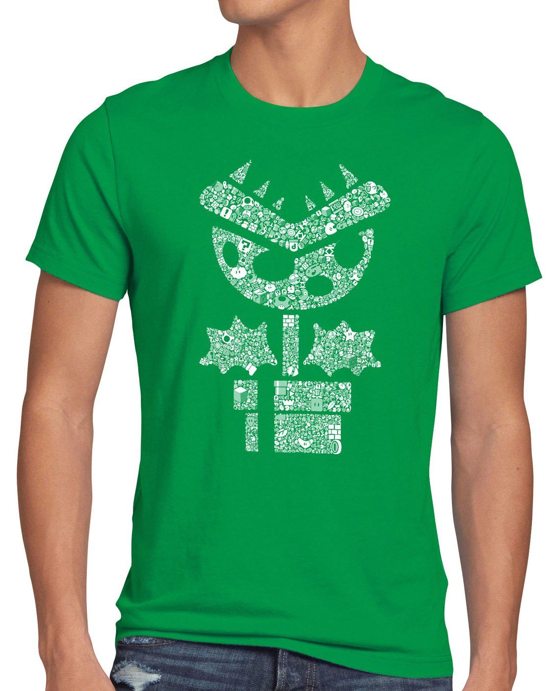 style3 Print-Shirt Herren T-Shirt Super Piranha mario videospiel gamer world game boy nes snes wii grün