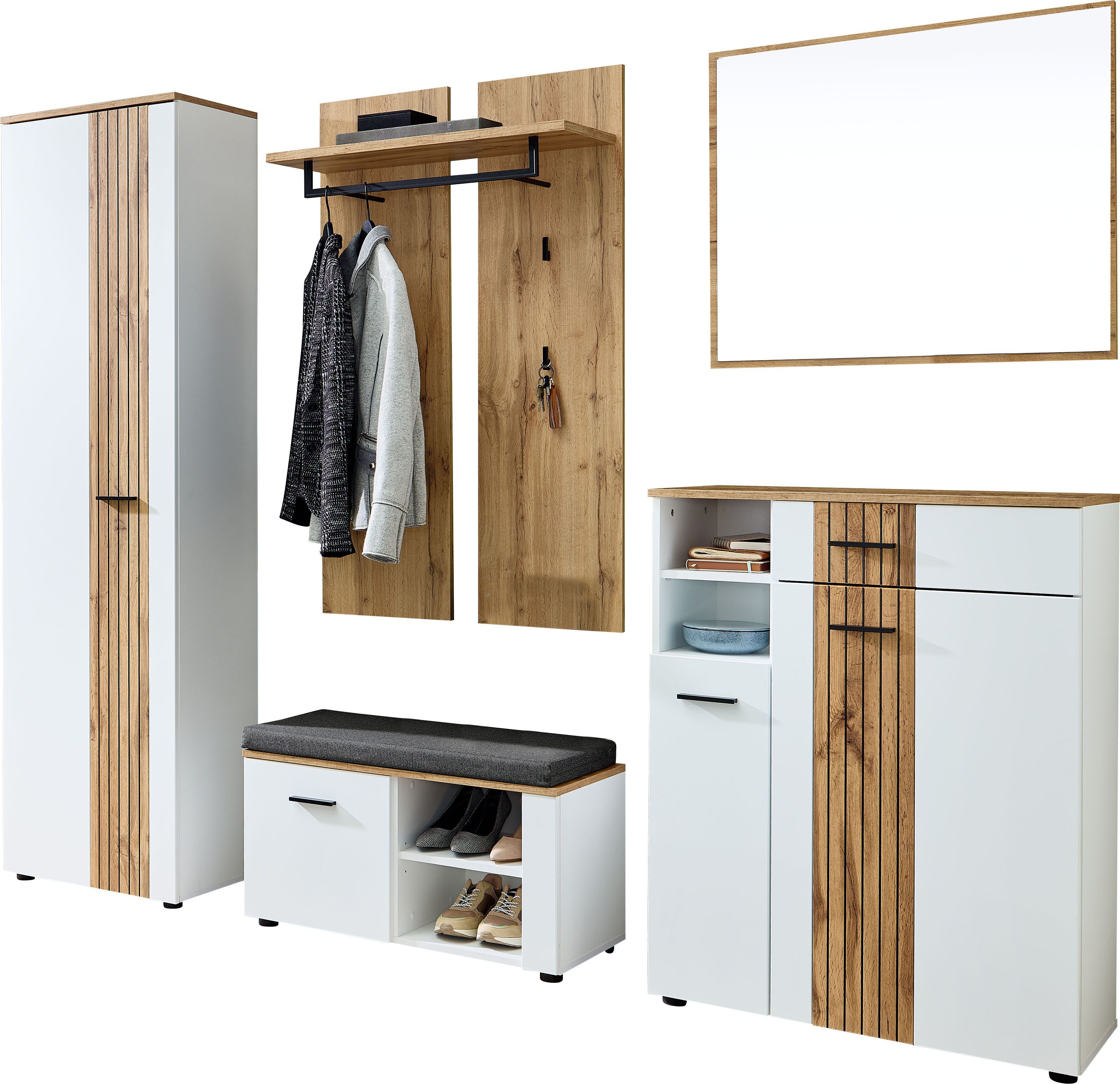 Innostyle Garderoben-Set Garderobenset Sparks, 247x202x38cm (B/H/T), (5-St)