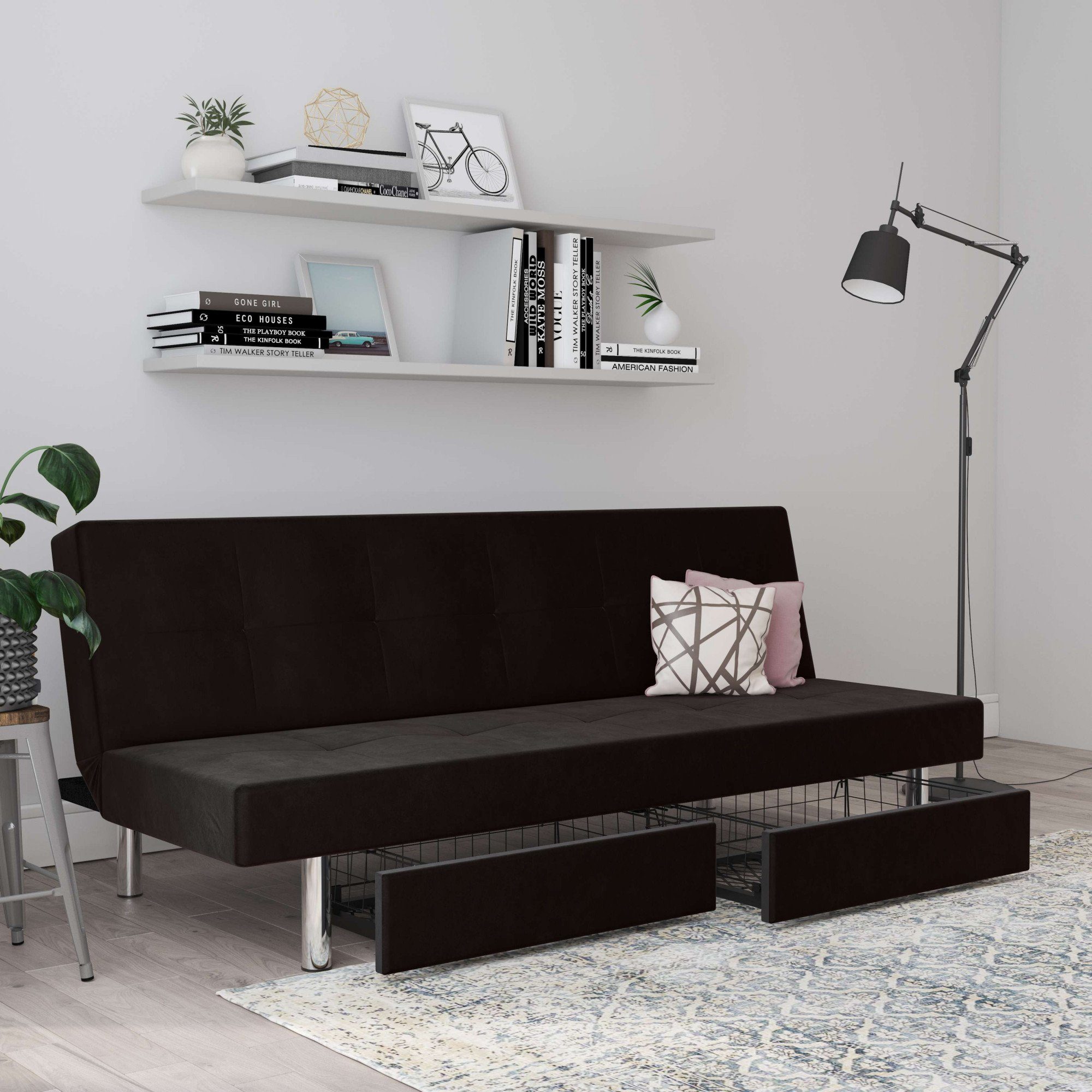 | aufklappbarer Dorel Liegefläche mit anthrazit Home Daybed anthrazit Schlafsofa Erica,