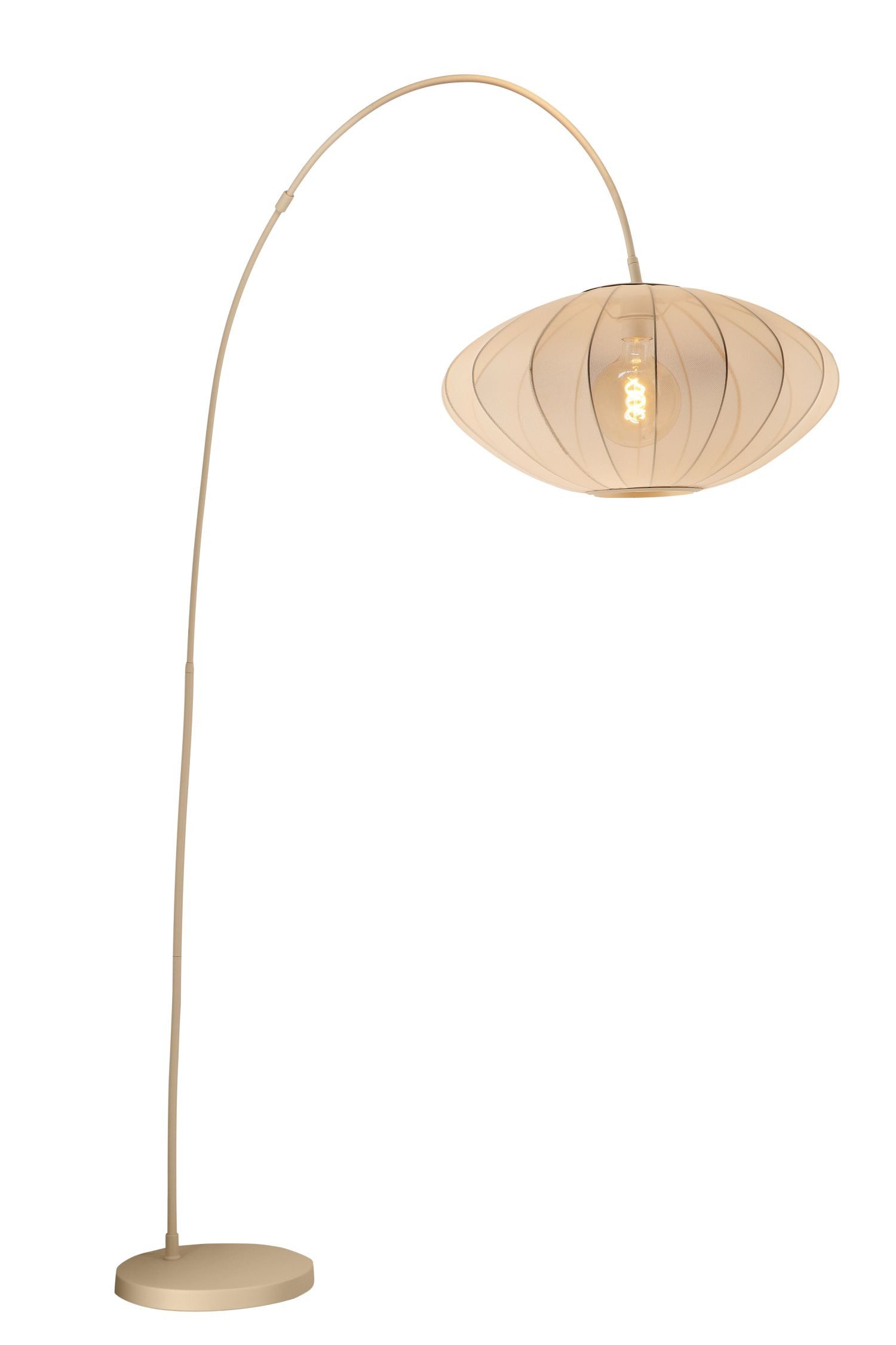 Licht-Erlebnisse Stehlampe BELOQ, ohne Leuchtmittel, Bogenlampe Metall E27 192 cm Beige Modern Bogenleuchte