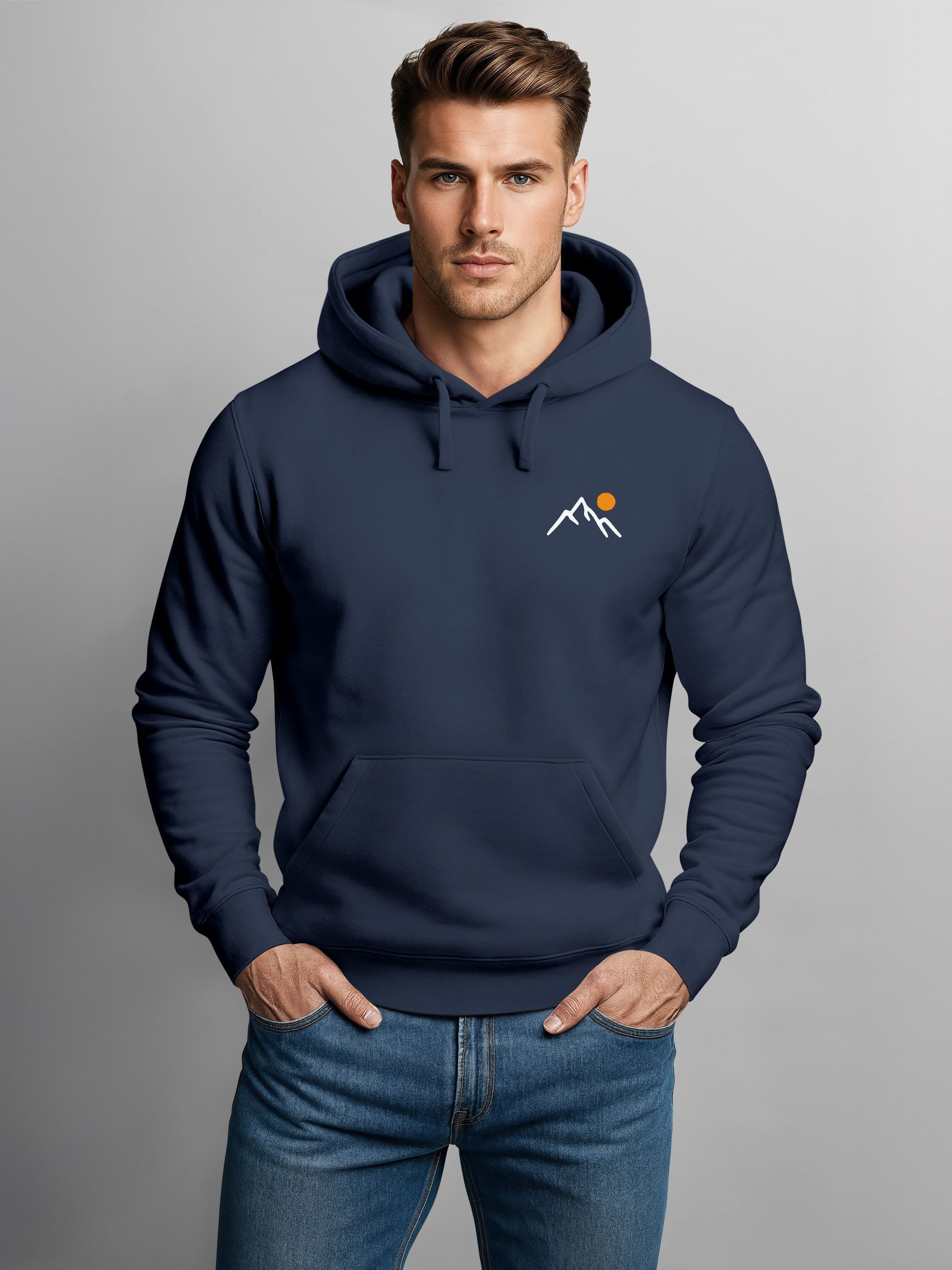 Neverless Hoodie Herren Hoodie Minimal Mountain Kapuzensweatshirt Logo Berg günstig online kaufen