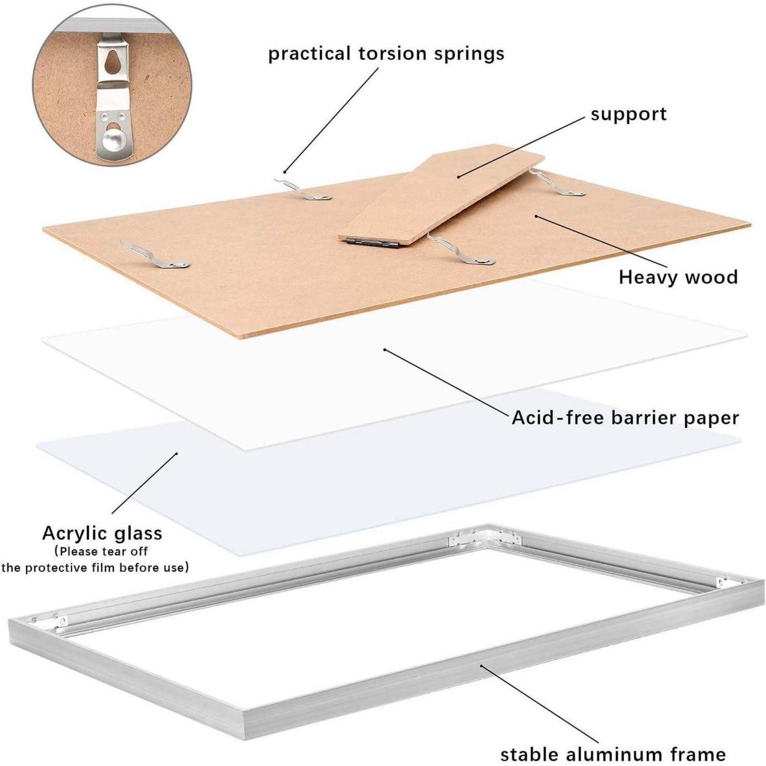 LuxusKollektion Bilderrahmen-Set Bilderrahmen A4 Silber Aluminium 2x Alu Silber A4(21x29,7cm) 2x
