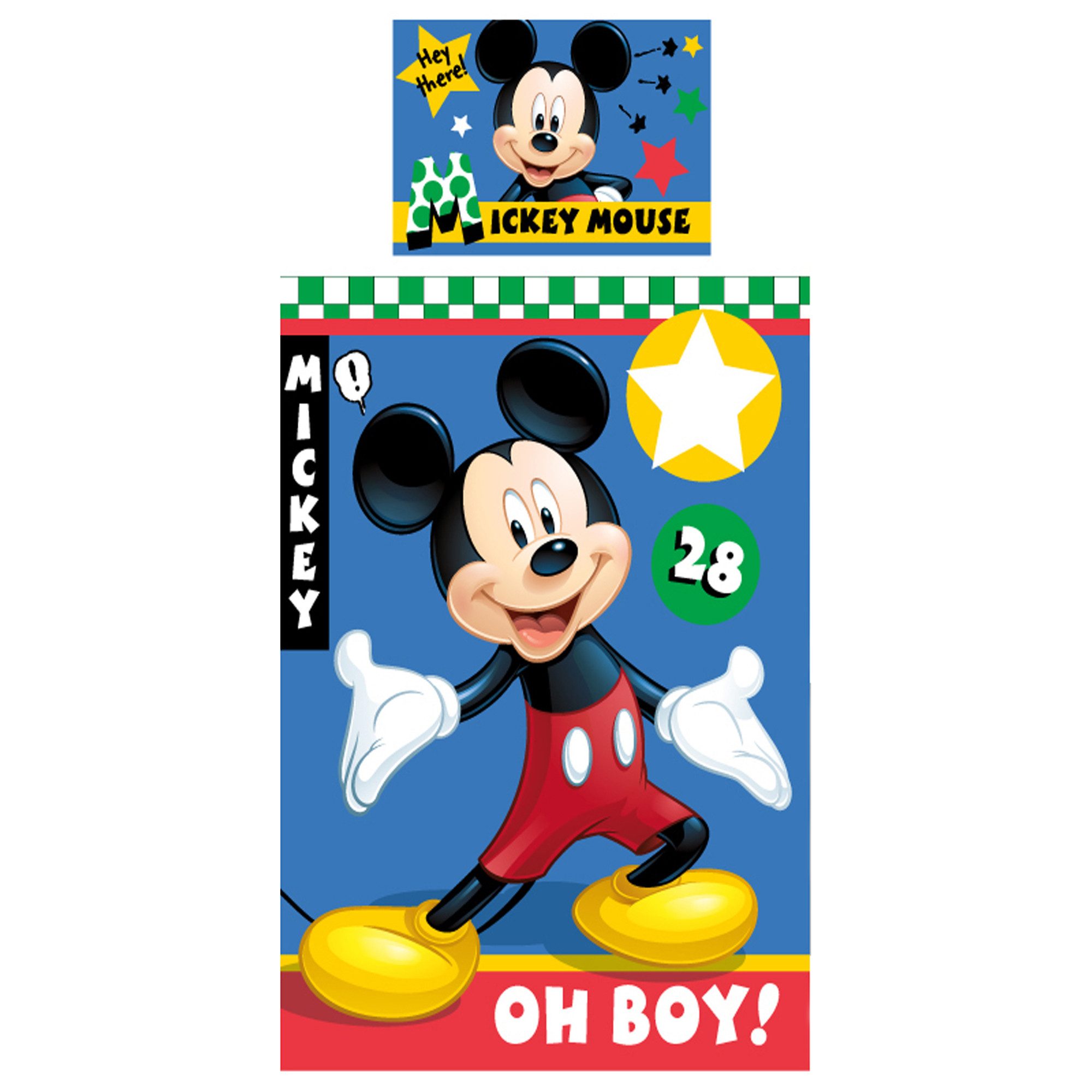 BERONAGE Kinderbettwäsche Mickey Mouse Baby / Kleinkind Bettwäsche Oh Boy Linon / Renforcé, 100% Baumwolle, 2 teilig, 135x100 + 60x40 cm