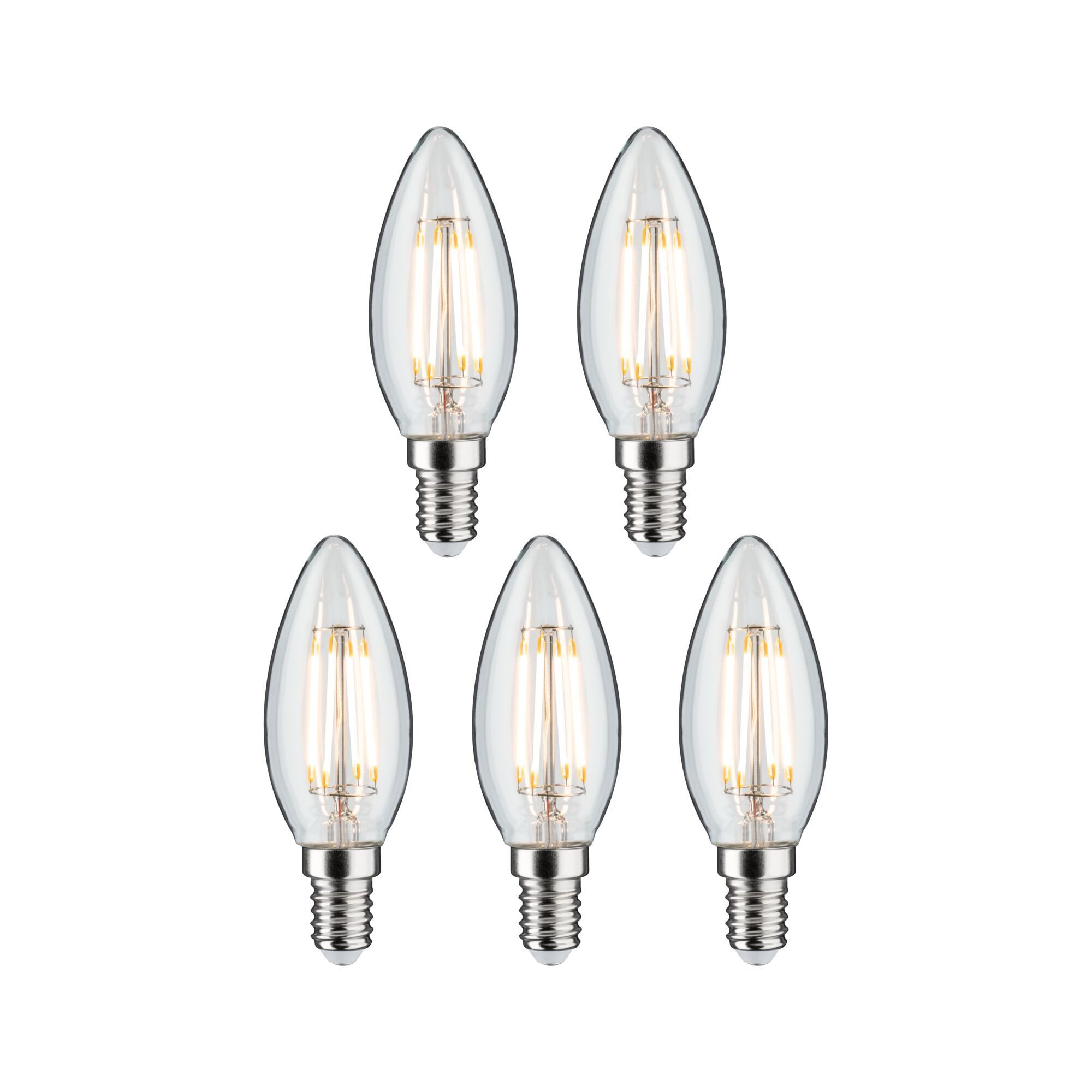 Paulmann LED-Leuchtmittel 5er Pack Kerze 470lm 2700K klar 230V, E14, 5 St., Warmweiß – Bild 4 von 5