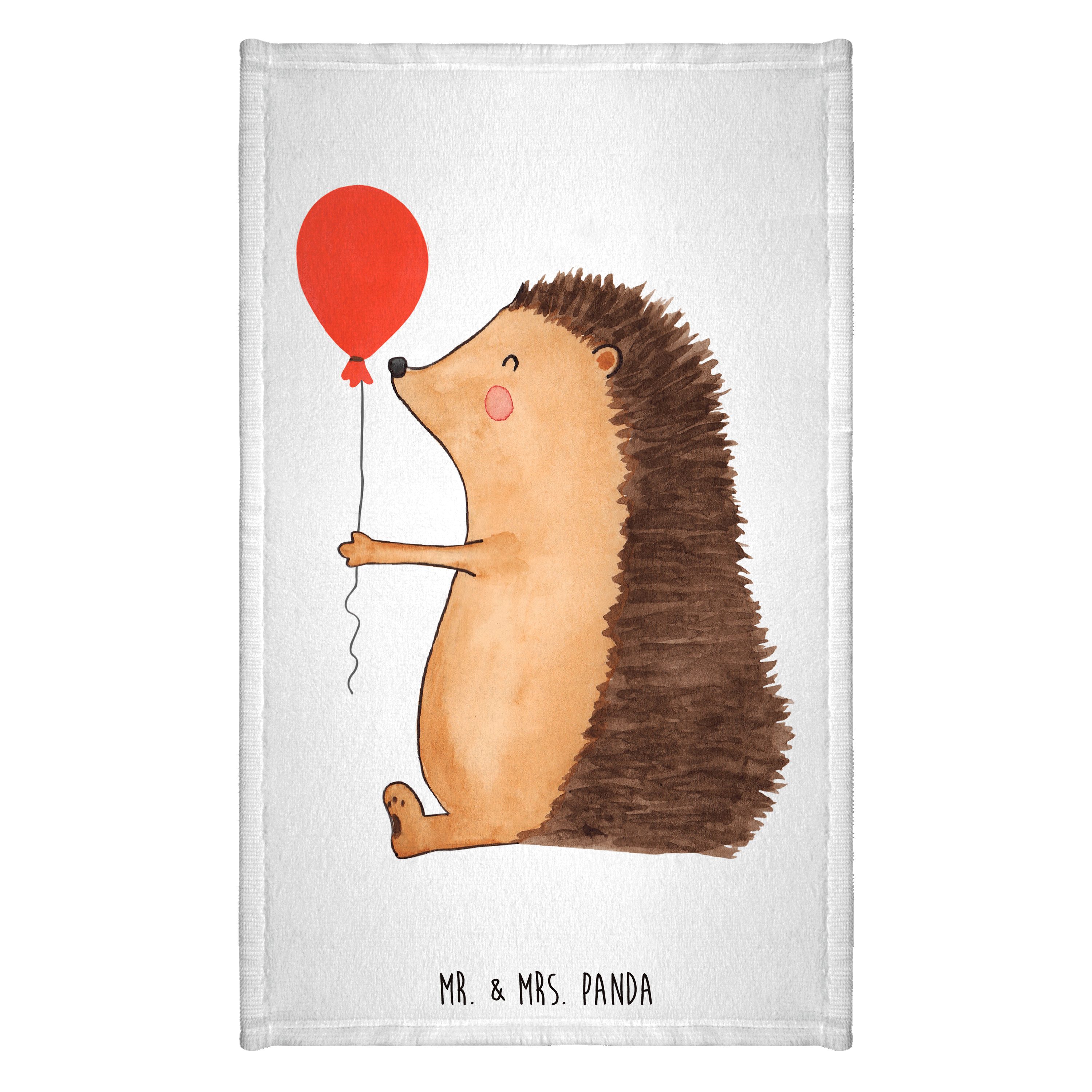 Handtuch Igel Luftballon - Weiß - Geschenk, Kinder Handtuch, Reisehandtuch, Ti