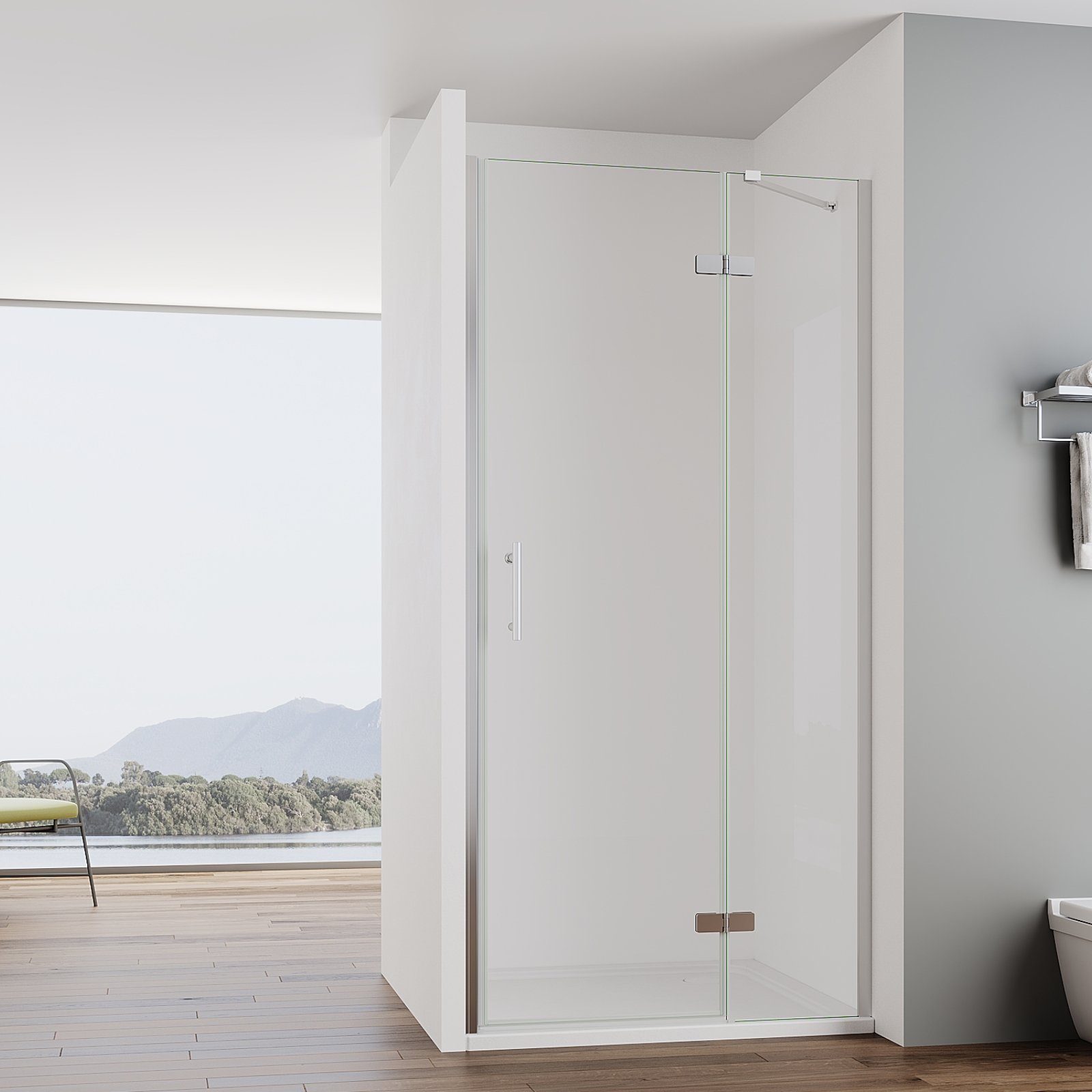 IMPTS Dusch-Falttür Duschtür Falttür Nische Dusche mit Wandprofil, 75x195 c günstig online kaufen