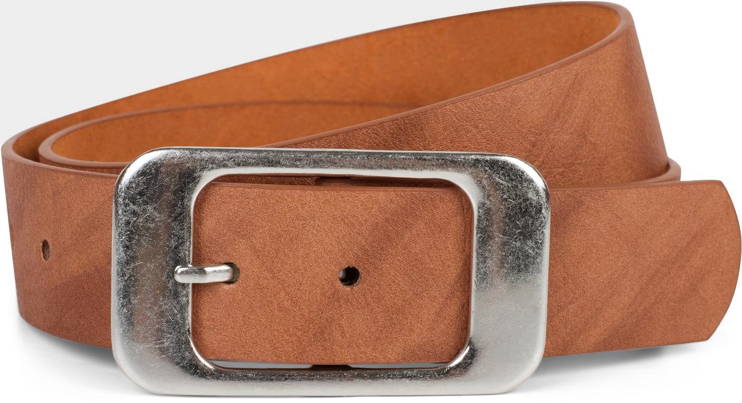 styleBREAKER Synthetikgürtel Gürtel unifarben mit großer rechteckiger Schna günstig online kaufen