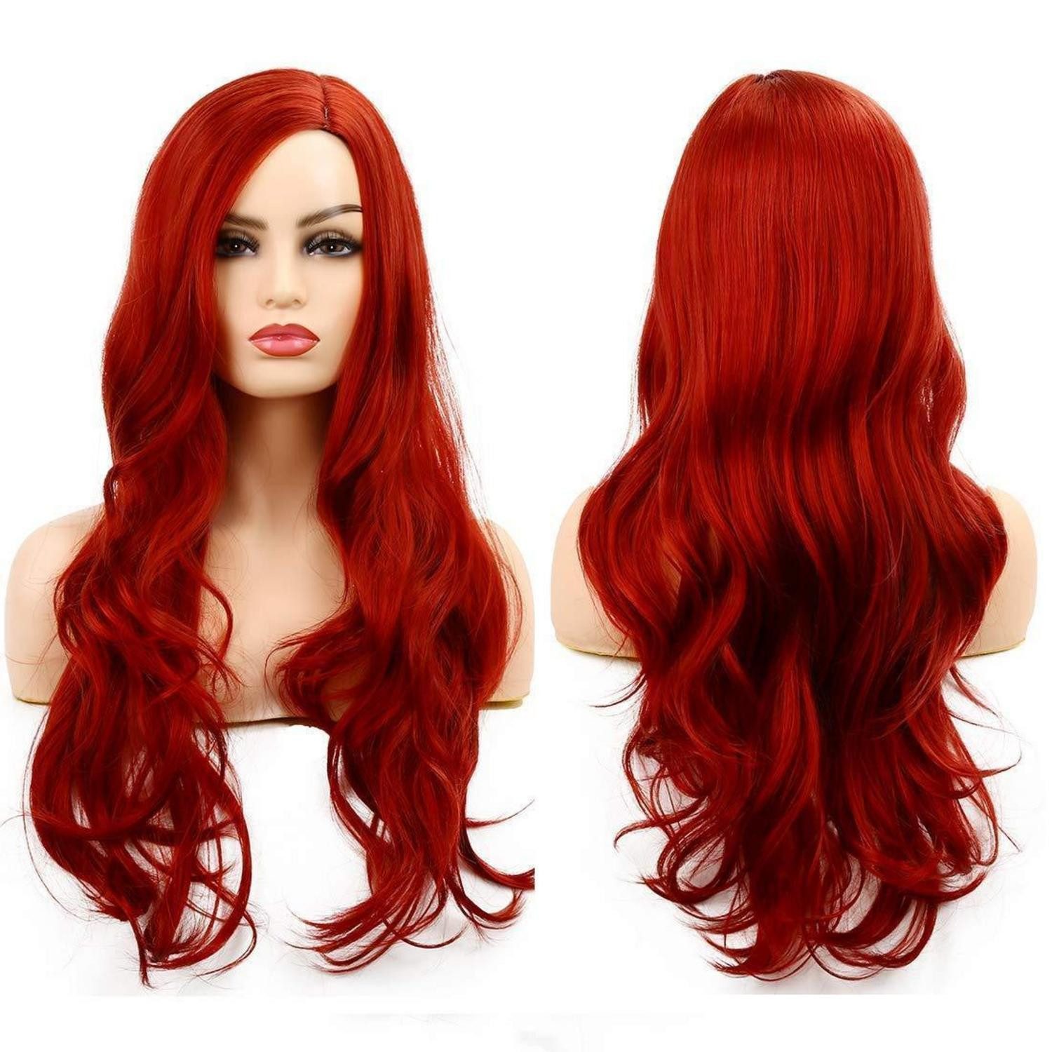 LuxusKollektion Kostüm-Perücke Perücke rot Damen lang lockig gewellt Kunsthaar Cosplay Halloween
