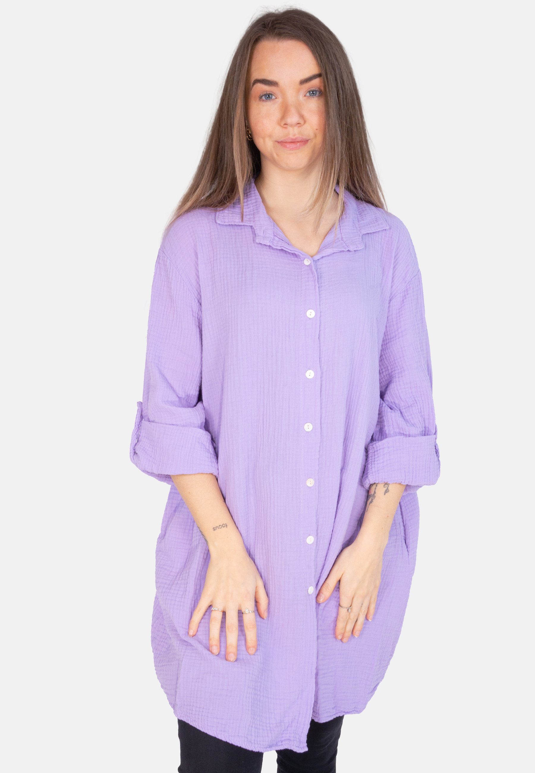 Seasons of April Hemdbluse Oversized Musselinbluse günstig online kaufen