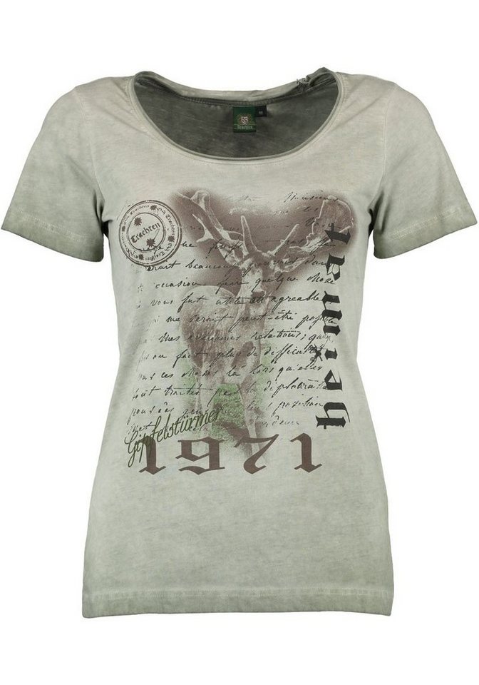 OS Trachten Trachtenshirt Skylup Damen Trachtenshirt mit Rundhalsausschnitt