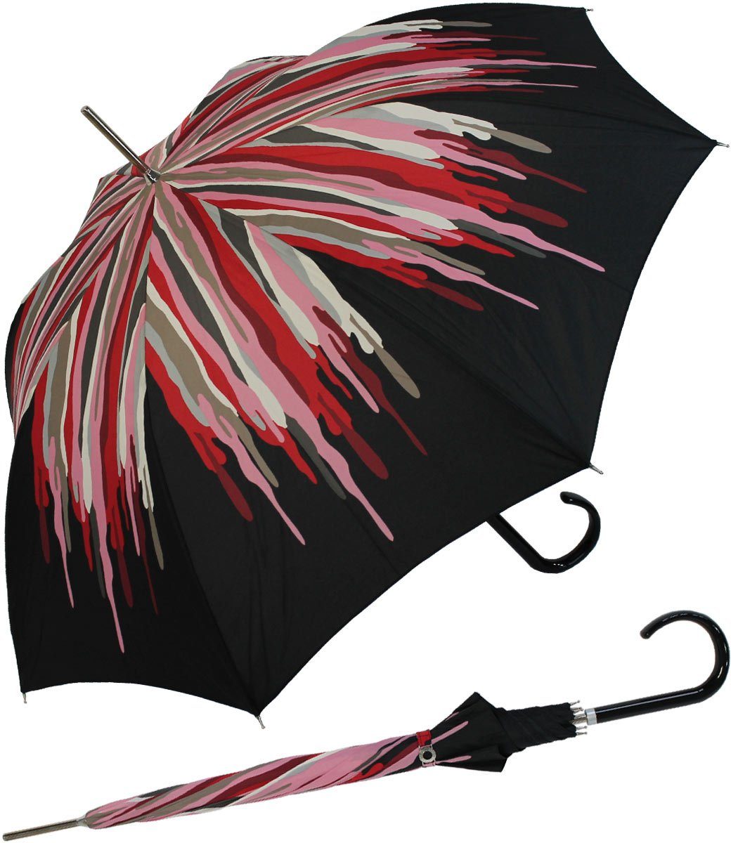 doppler® Langregenschirm extravagant bedruckter Damenschirm Auf-Automatik, der besondere Schirm für den großen Auftritt rot