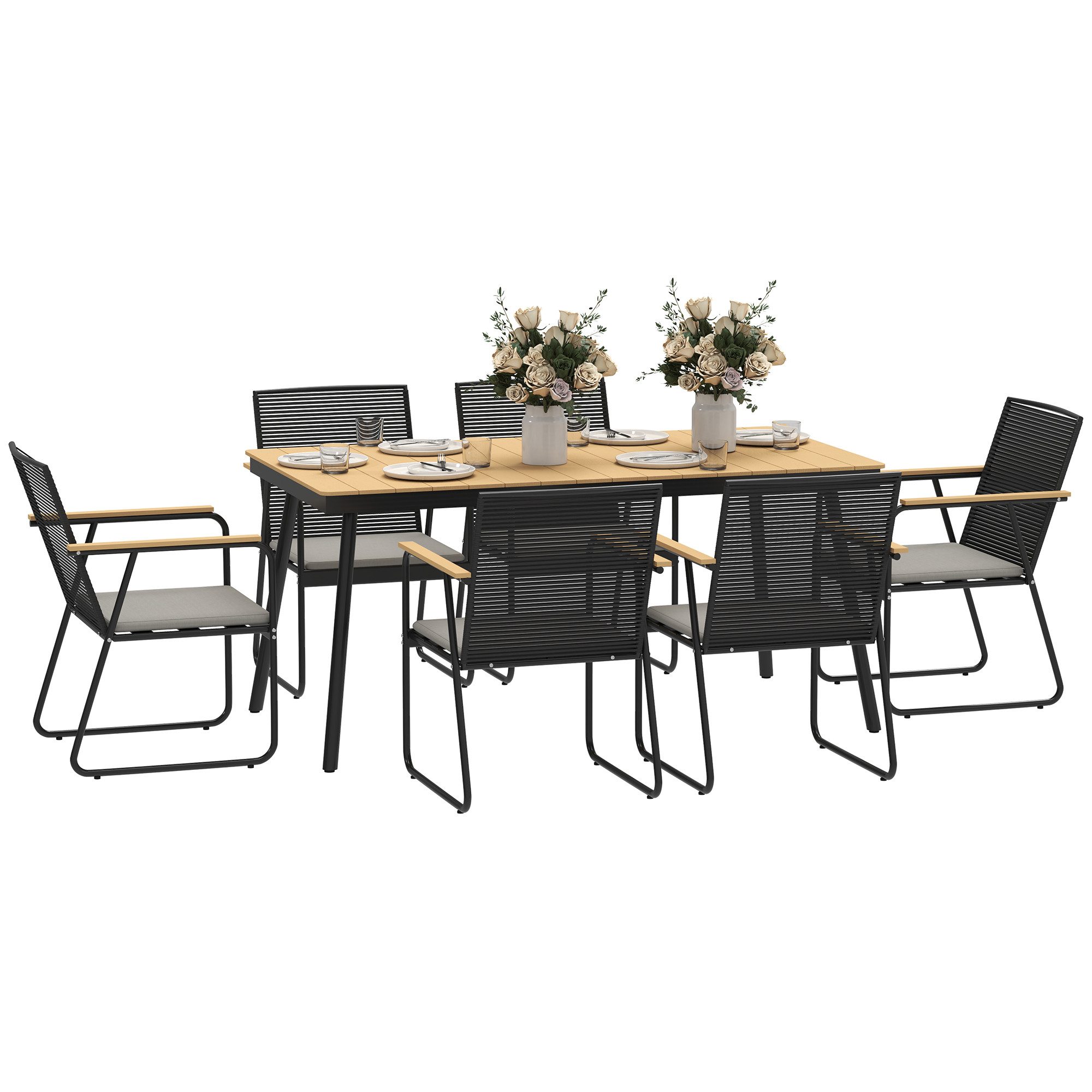 Outsunny Garten-Essgruppe für 6 Personen, mit günstig online kaufen