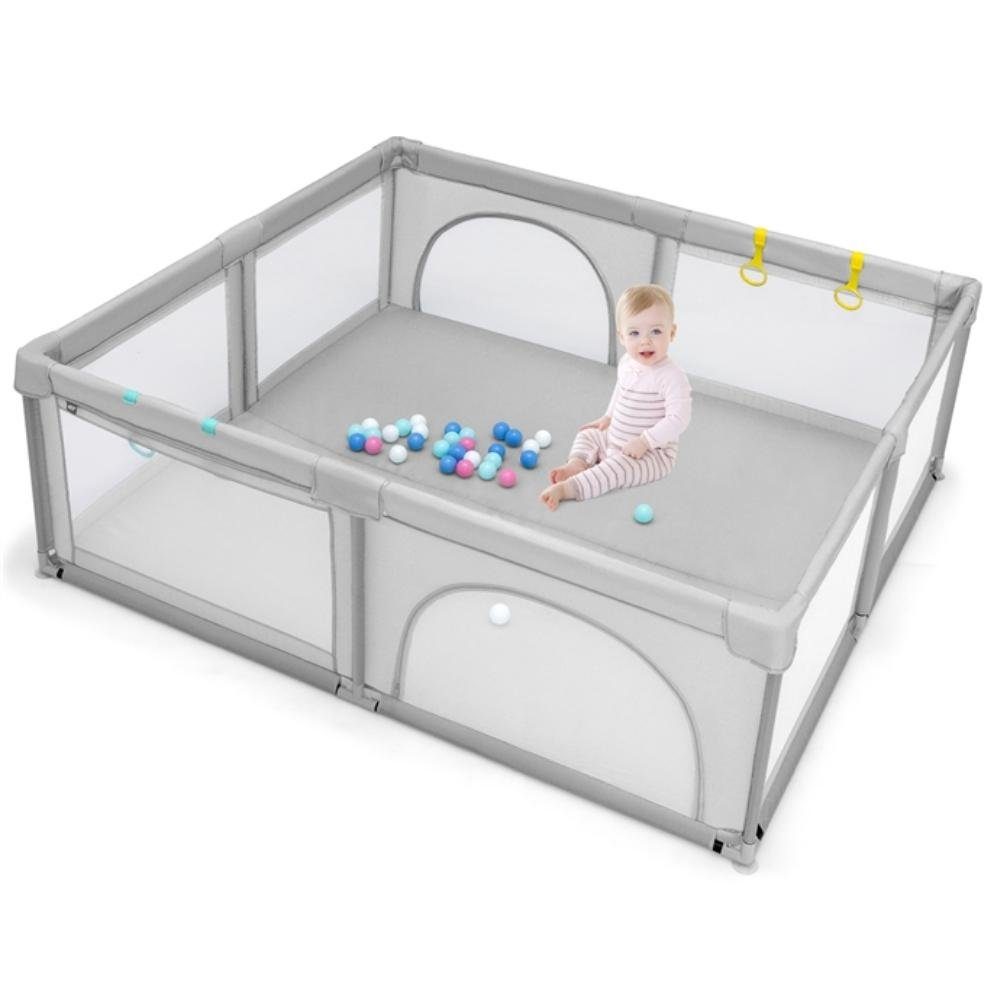 KOMFOTTEU Laufstall Spielbällen, mit 50 206x186cm grau Baby