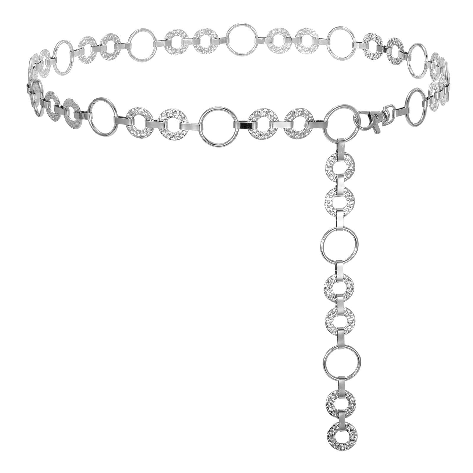Zaewry Kettengürtel Taillengürtel Schmuckgürtel,Damen-Kettengürtel Taillenkette mitO-Ring,stylischer Gürtel,passend zu Kleidern und Jeans
