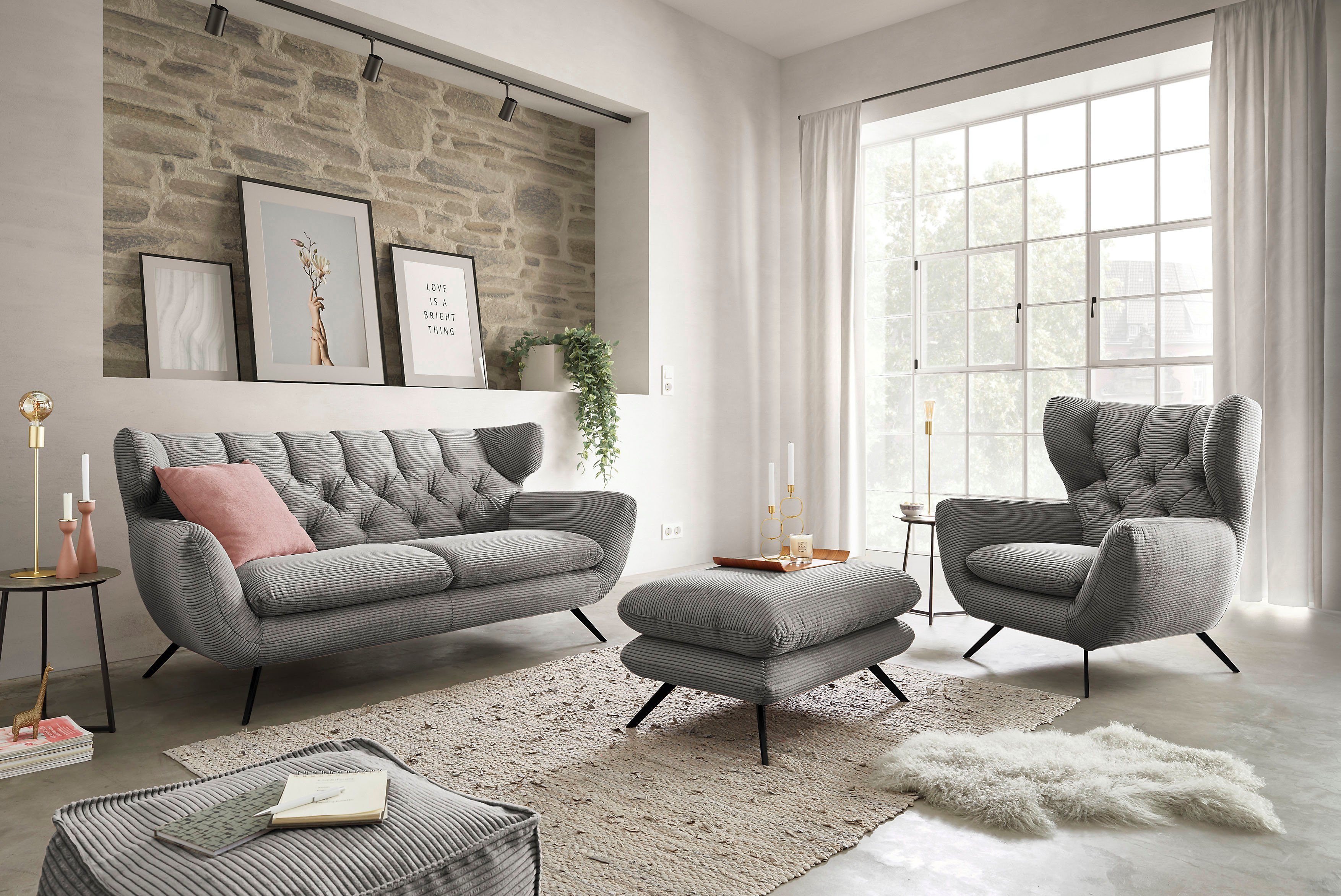 3C Candy Sessel Beatrice Ohrensessel mit Knopfheftung im Rücken, bequemer R günstig online kaufen