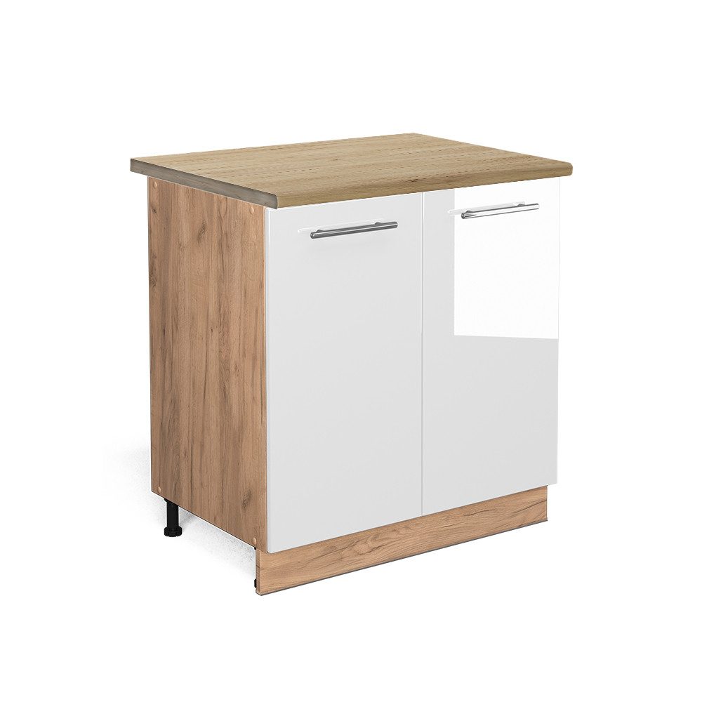 Vicco Spülenunterschrank Fame-Line, Weiß Hochglanz/Goldkraft Eiche, günstig online kaufen