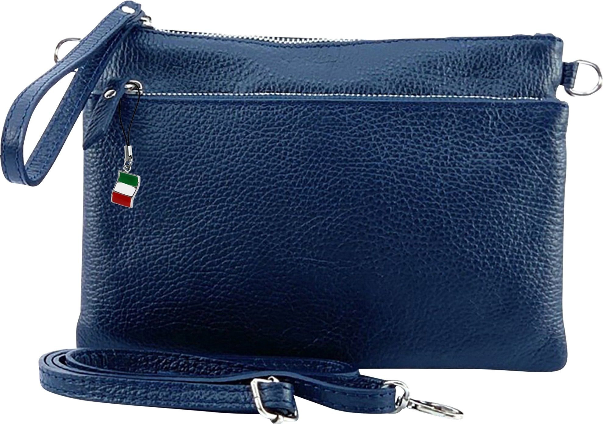 (Umhängetasche), Umhängetasche 23cm Leder ca. Handgelenktasche, blau Echtleder FLORENCE Damen, Jugend Florence Umhängetasche, Damen Umhängetasche