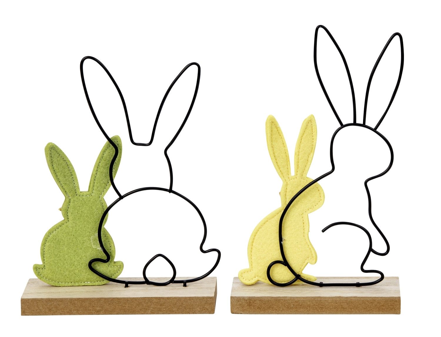 LB H&F Lilienburg Osterhase 2er SET Osterdeko Osterhase Deko Ostern Frühling Fenster Tisch modern (Eingangstüre Tischdekoration Kanninchen Shabby Vintage Hygge niedlich süß edel Design Osterfigur Frühlingsdeko Fensterbrett Liebe Familie Family Deko Hase Kaninchen modern Osterschmuck bunt Häschen Geschenk Mutter, Frühjahrsdeko zum hinstellen aufstellen kaufen Objekt), Tischdeko Tischschmuck Fenster Frühling Frühjahr, Dekofigur Osterdeko Deko Ostern Dekoration Skulptur Wohnzimmer Eingang), Metall schwarz Holz gelb grün Filz Filzdeko Filzhase 2026