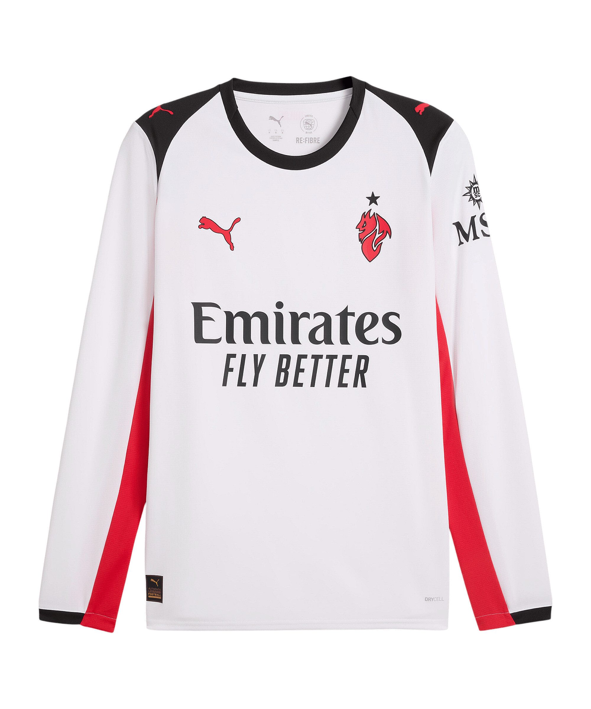 PUMA Fußballtrikot PUMA AC Mailand Trikot langarm Away 2025/2026 Weiß Serie A