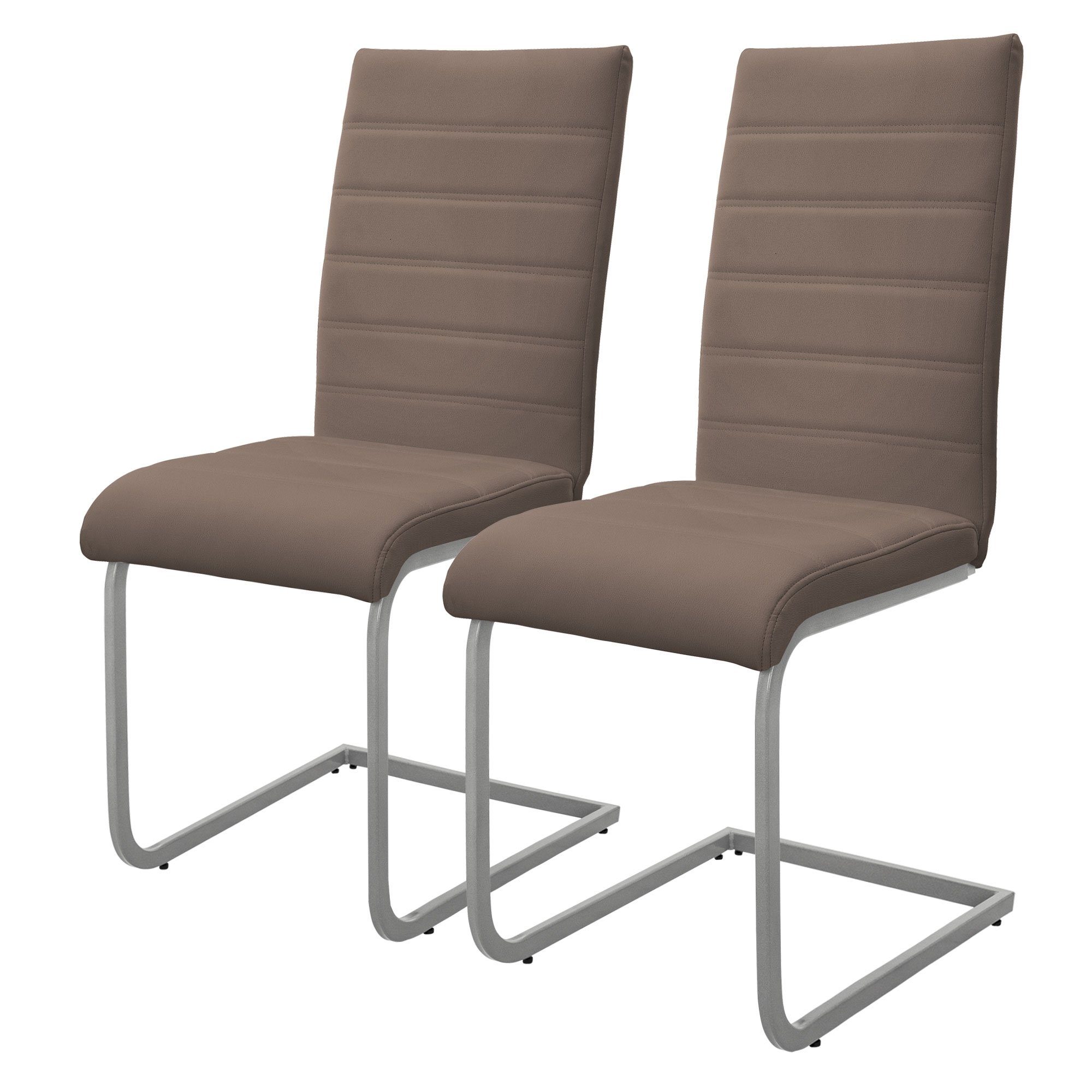 ML-DESIGN Stuhl Esszimmerstühle Schwingstuhl Küchenstühle Polsterstuhl, 2er Set  Braun Freischwinger Ergonomisch aus Kunstleder & Metall