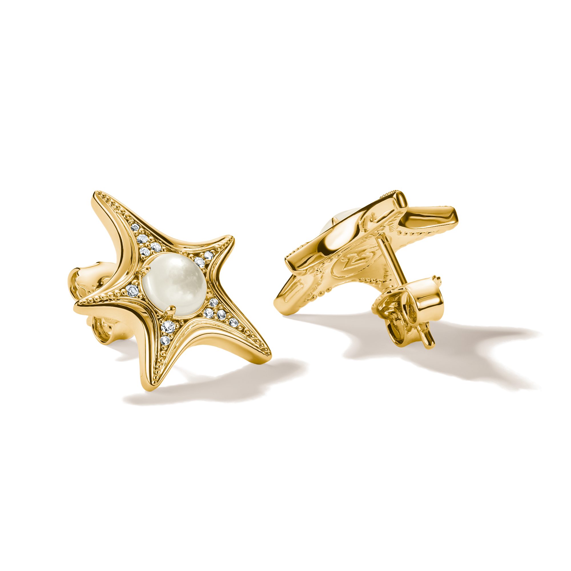 THOMAS SABO Paar Ohrstecker Ohrstecker Seestern-Design gelbgoldfarben, mit Zirkonia (synth) - mit Perlmutt