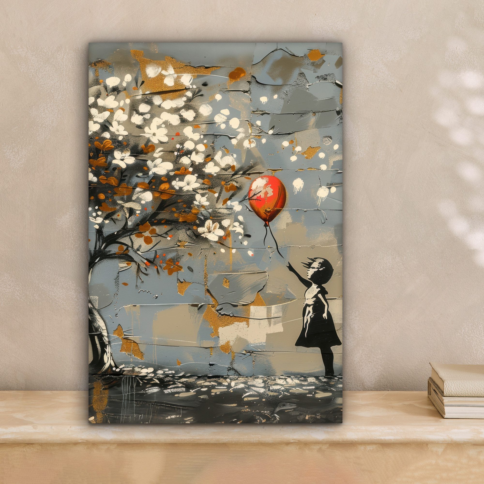 OneMillionCanvasses® Leinwandbild Baum - Graffiti - Banksy-Stil - Balloon G günstig online kaufen