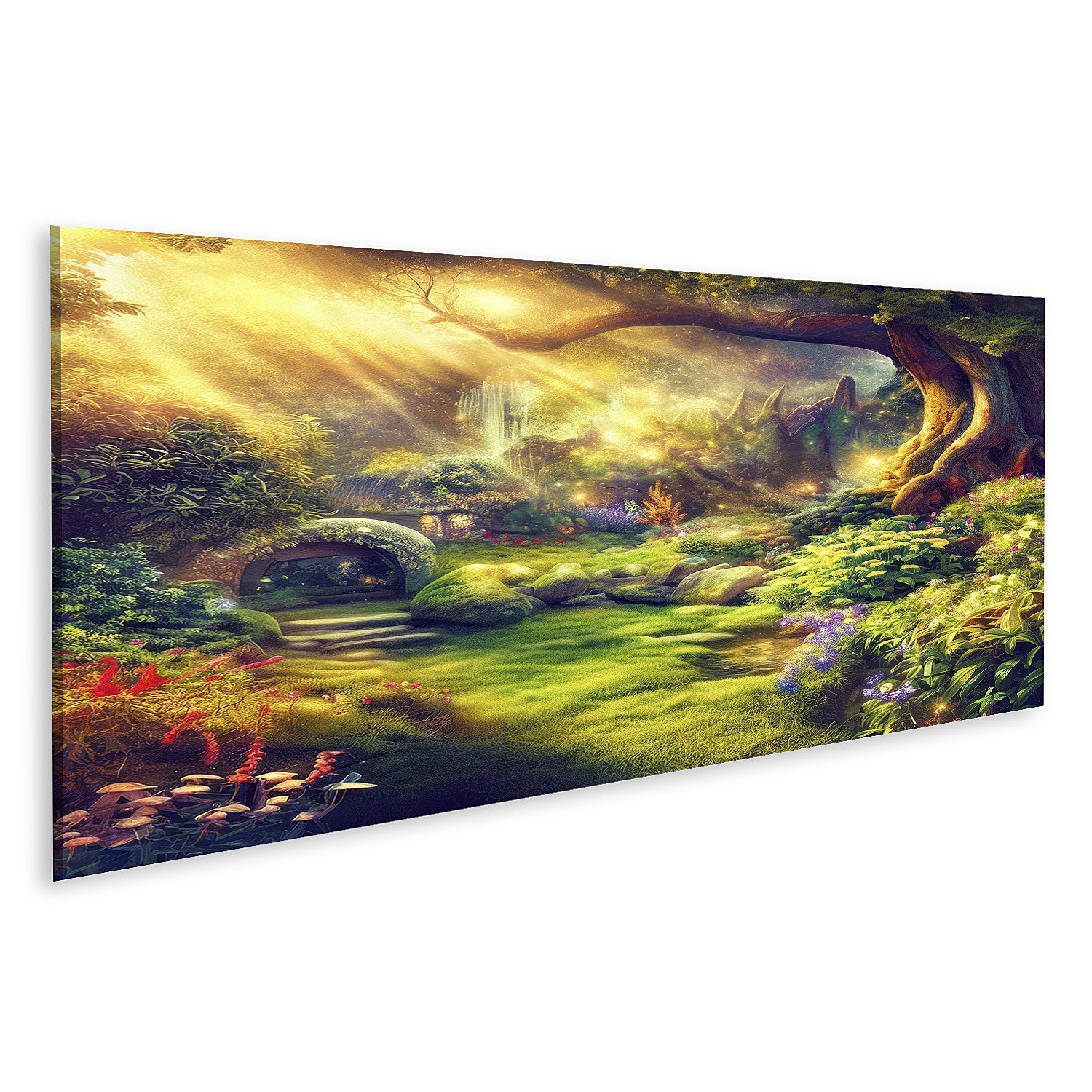 Leinwandbild Magisches Märchenhaftes Baumhaus Hobbit Wald Land Sonnensche Bilder
