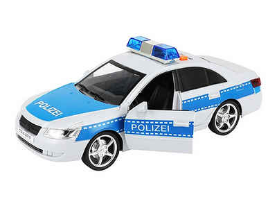 Modellauto POLIZEI Modellauto 24cm mit Licht & Sound Friktionsantrieb Polizeiauto Sirene Rückzugmotor Modell Auto Spielzeugauto 8