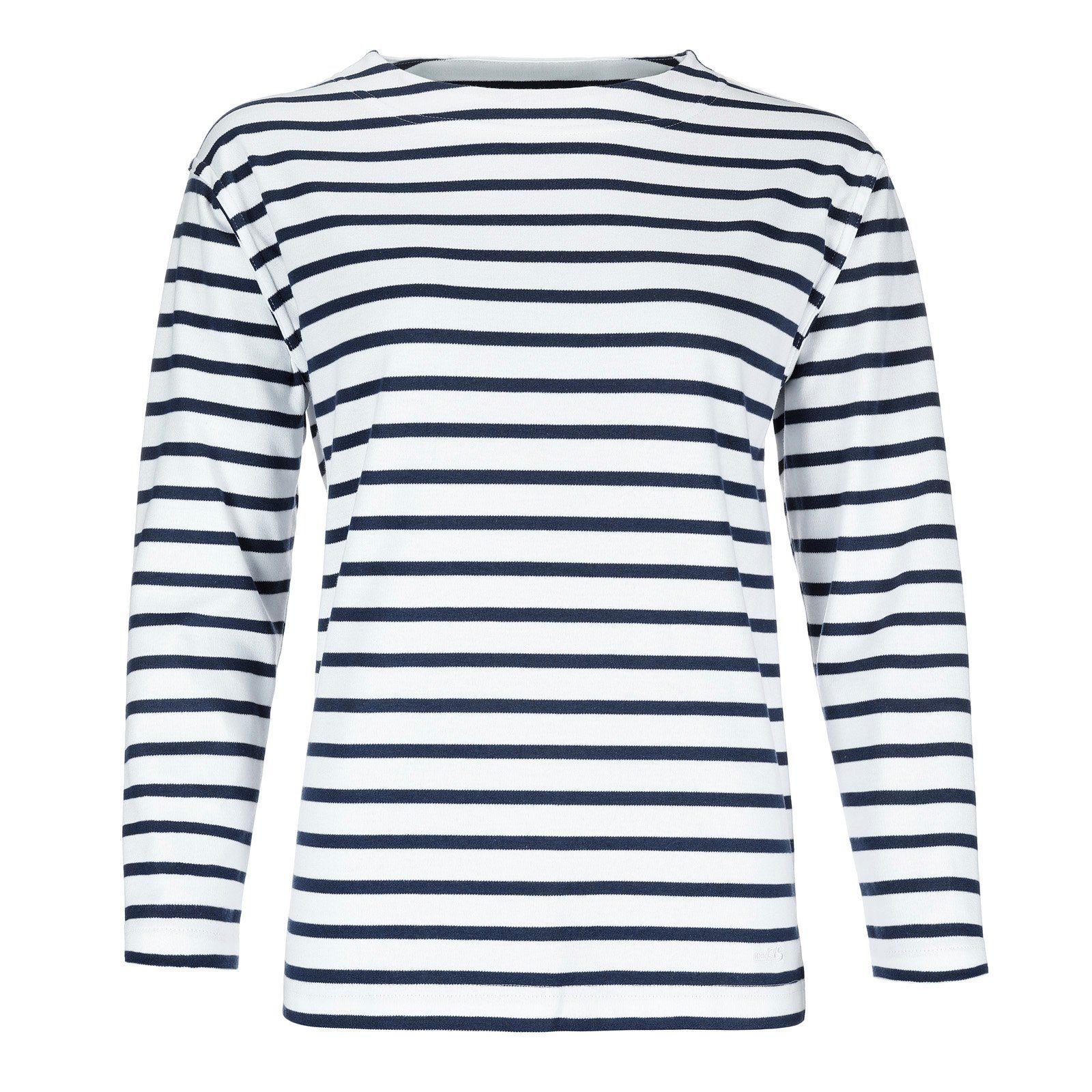 modAS Langarmshirt Damen Bretonisches Shirt mit U-Boot Ausschnitt -  Ringelshirt aus Baumwolle