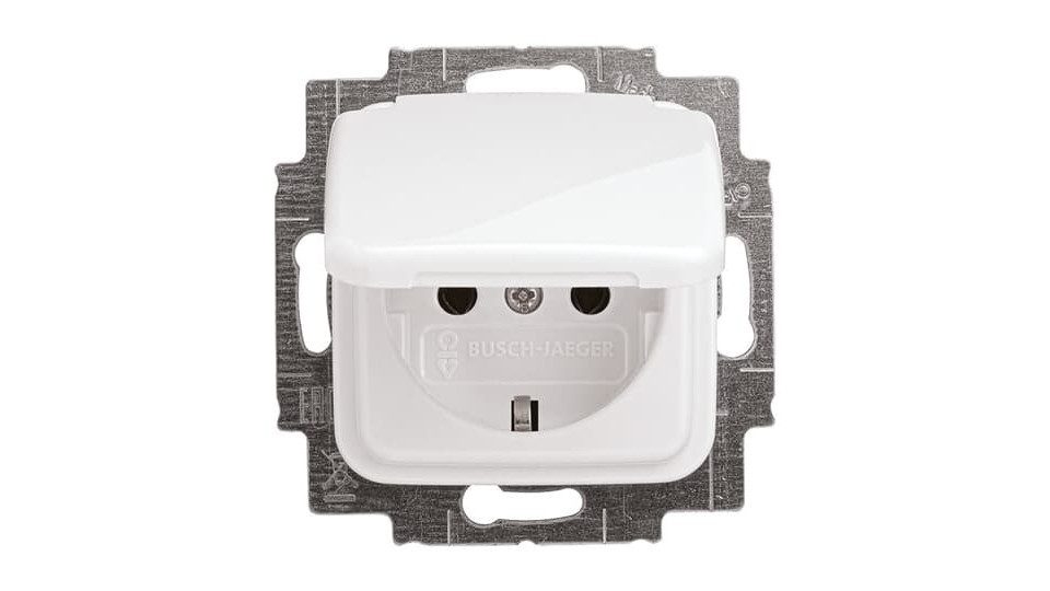 Busch-Jaeger Gips-Kalk-Putz Busch-Jaeger Schutzkontaktsteckdose Klappdeckel
