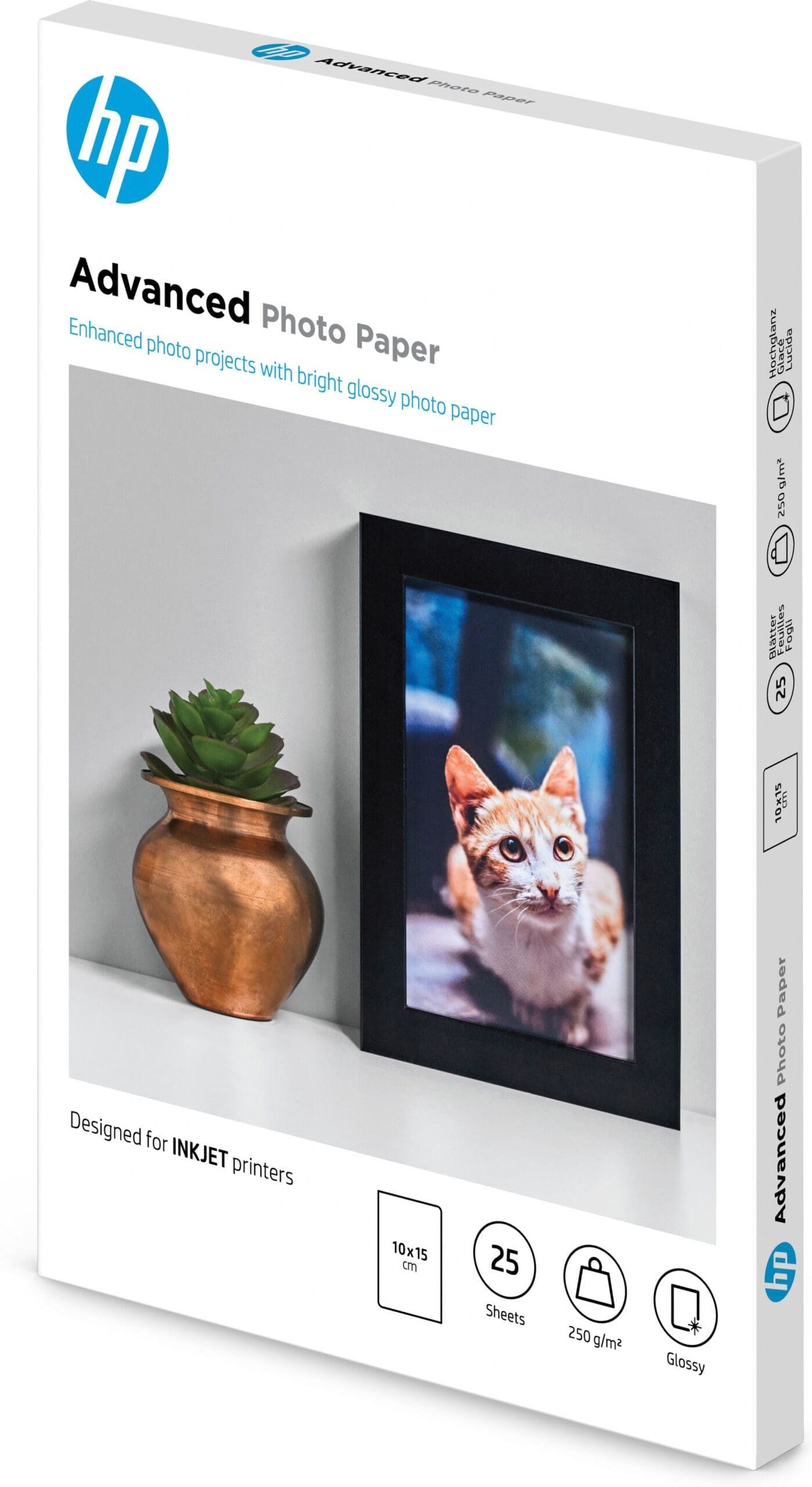 HP HP Advanced Fotopapier, glänzend - 25 Blatt/10x15 Tintenpatrone