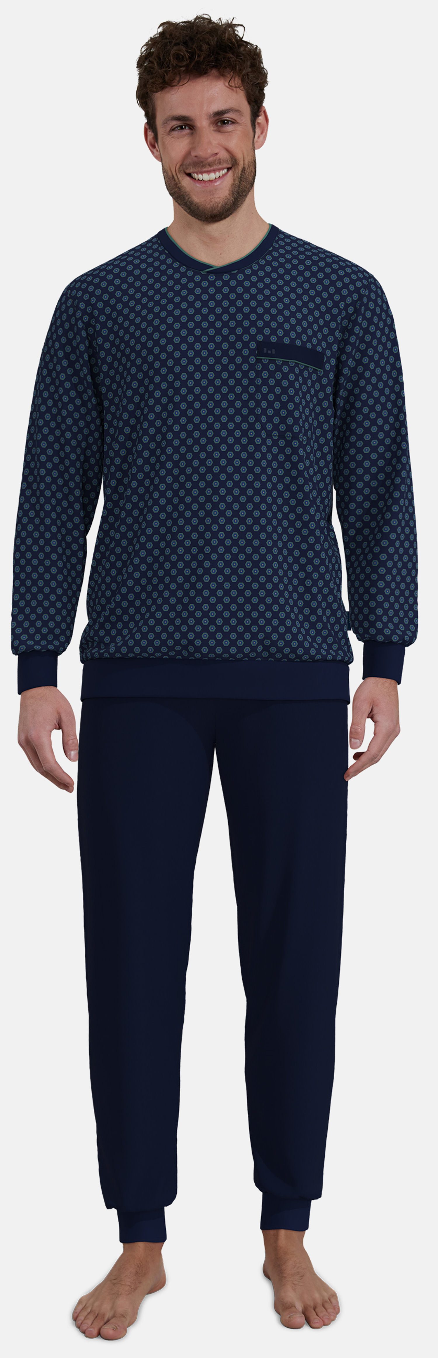 GÖTZBURG Schlafanzug Herren Pyjama mit Bündchen (2 tlg) Baumwolle günstig online kaufen