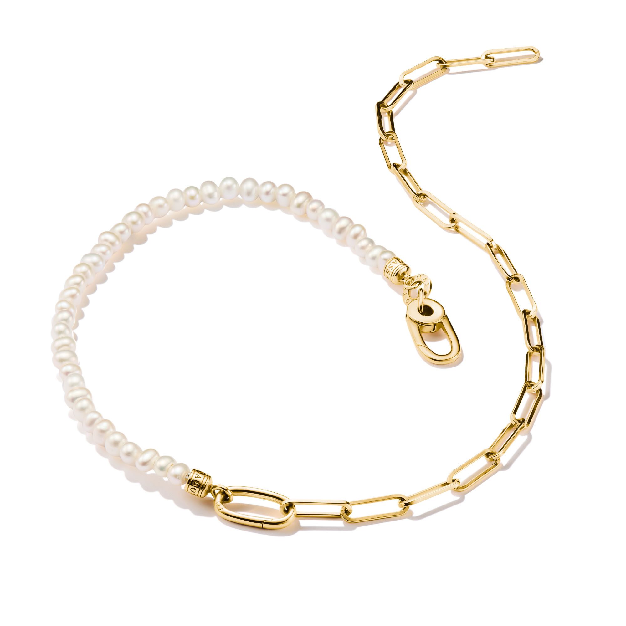THOMAS SABO Charm-Kette Charm Club Connect: Perlen und Paperclip mit einem Connect Link, mit Süßwasserzuchtperle