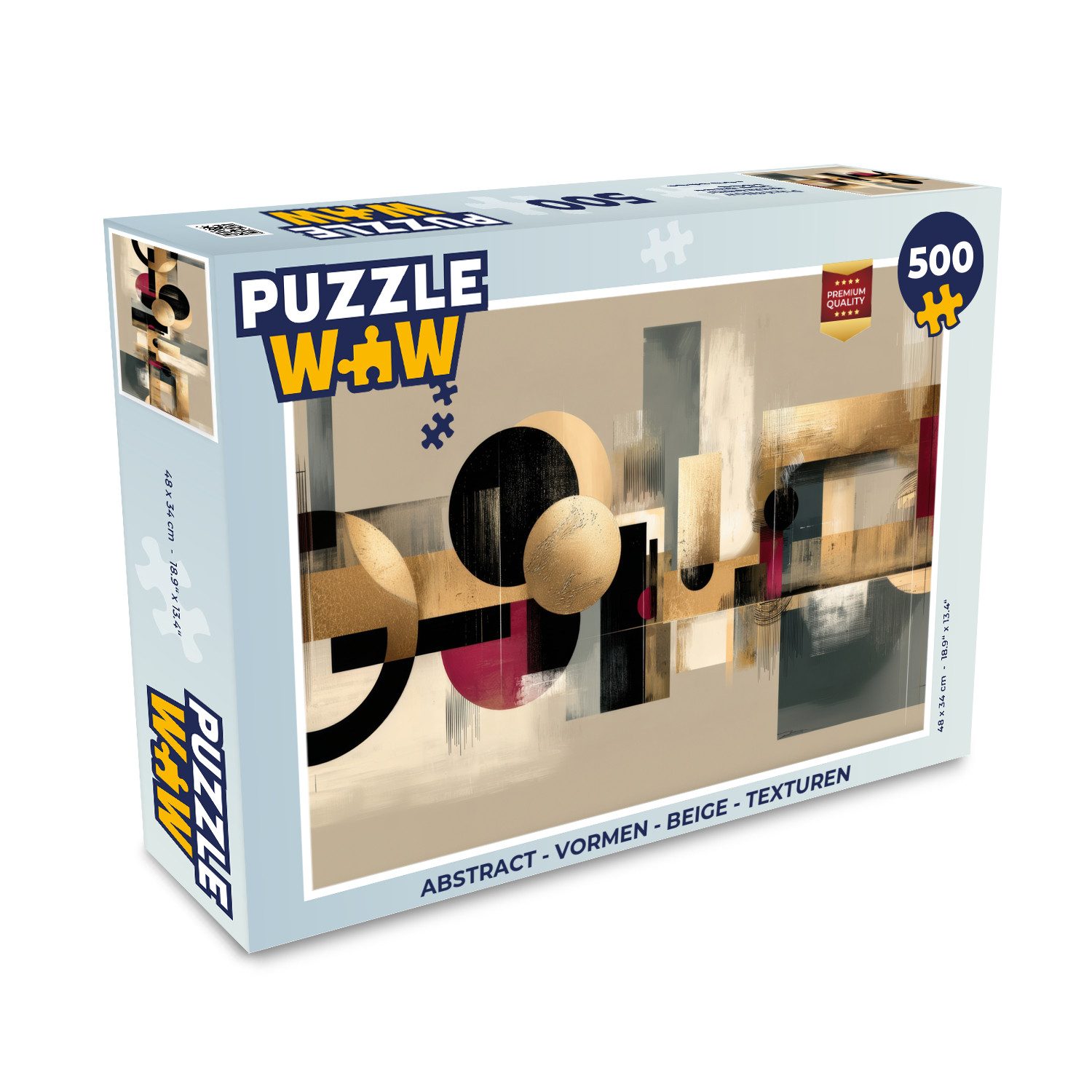 MuchoWow Puzzle Abstrakt - Formen - Beige - Texturen, 500 Puzzleteile, Foto-Puzzle, Bilderrätsel, Puzzlespiele, Spielzeug