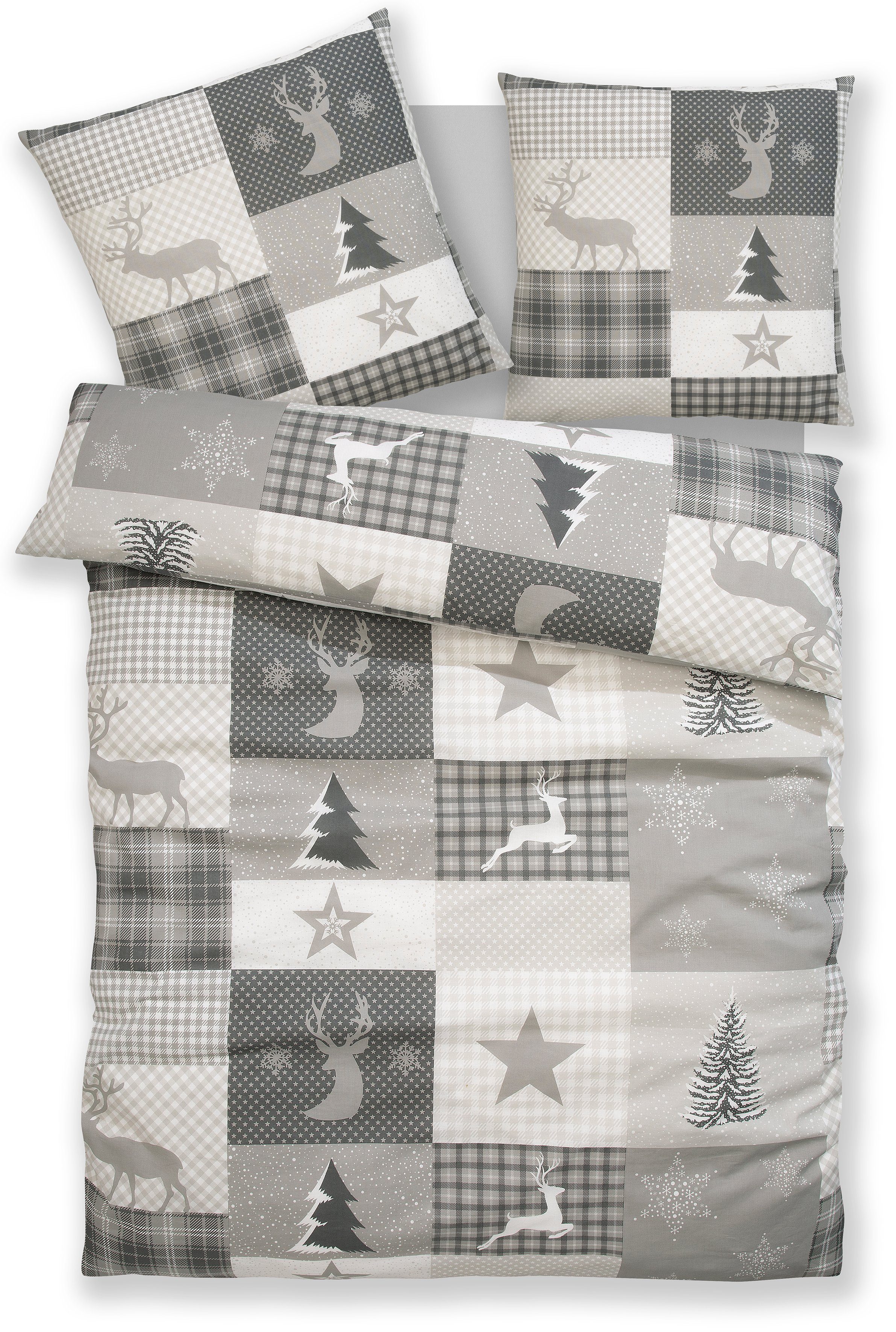 OTTO home Bettwäsche Nicholas, Biber, 2 teilig, Weihnachtsbettwäsche, Winter, in 3 Qualitäten verfügbar – Bild 2 von 5