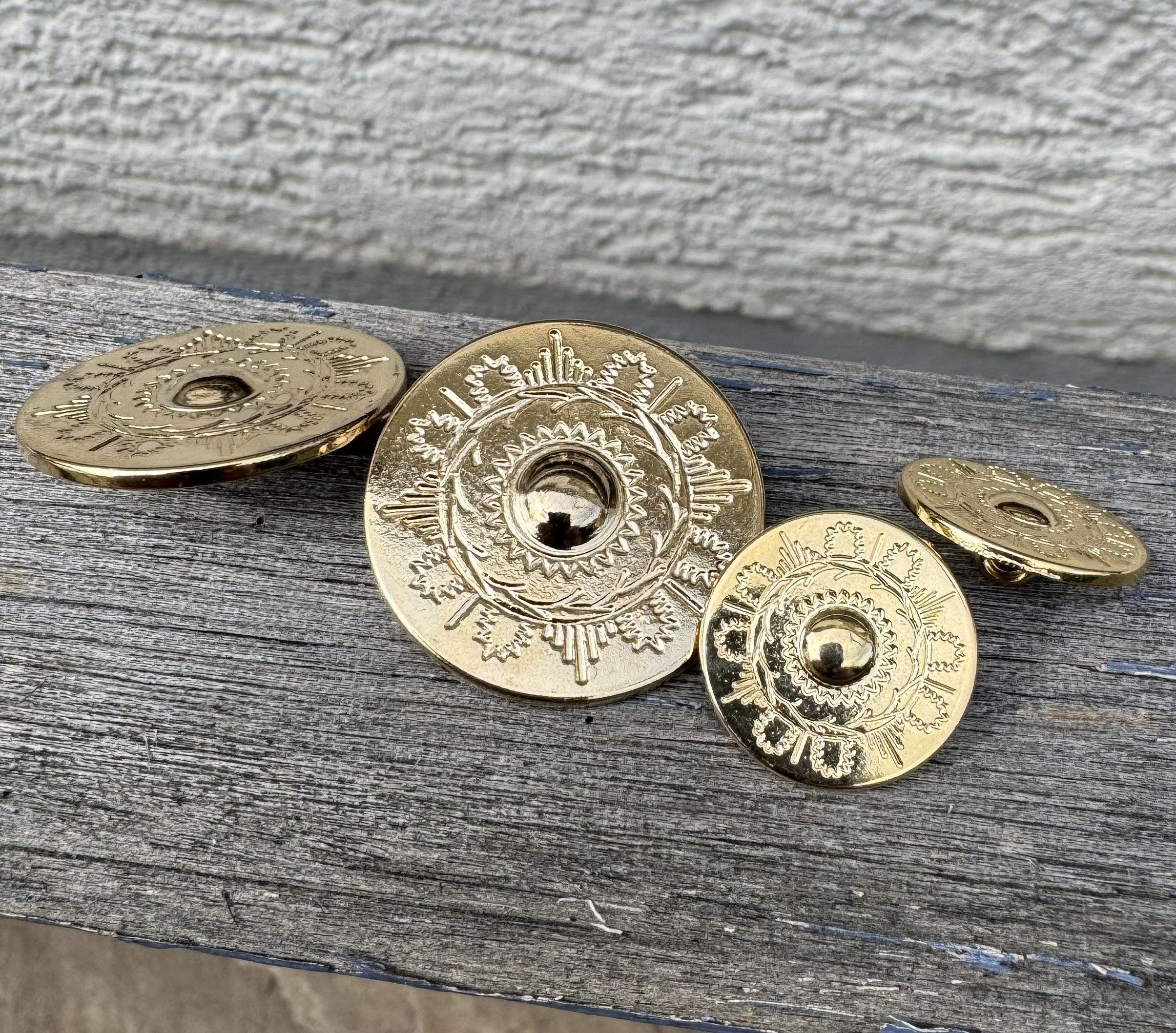 Hartmann-Knöpfe Knopf 10 Stück gold glänzend flach Metall Knöpfe Ösenknöpfe 18mm oder 28mm