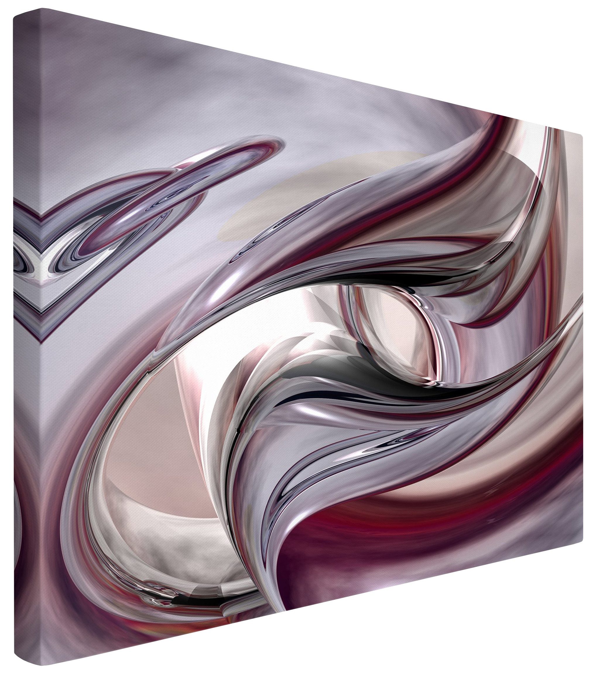 Bilderdepot24 Leinwandbild Abstrakt Modern 3D-Optik Illusionary violett Bild auf Leinwand XXL, Wohnzimmer Schlafzimmer Küche Flur Wandbild Kunstdruck Wanddeko Druck