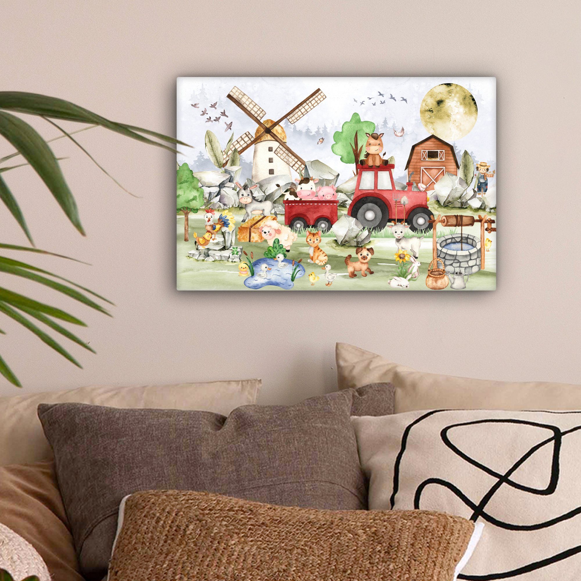 OneMillionCanvasses® Leinwandbild Bauernhof - Traktor - günstig online kaufen