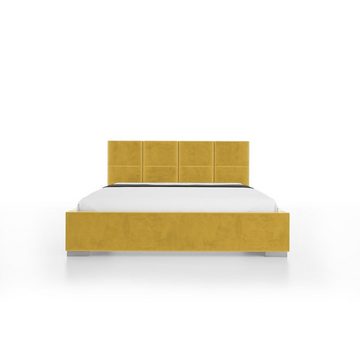 Beautysofa Polsterbett Axel (Doppelbett aus Velours-Bezug, Bett mit Holzgestell mit 40 Leisten, 120x200 cm), inkl. Bettkasten, mit Federmechanismus