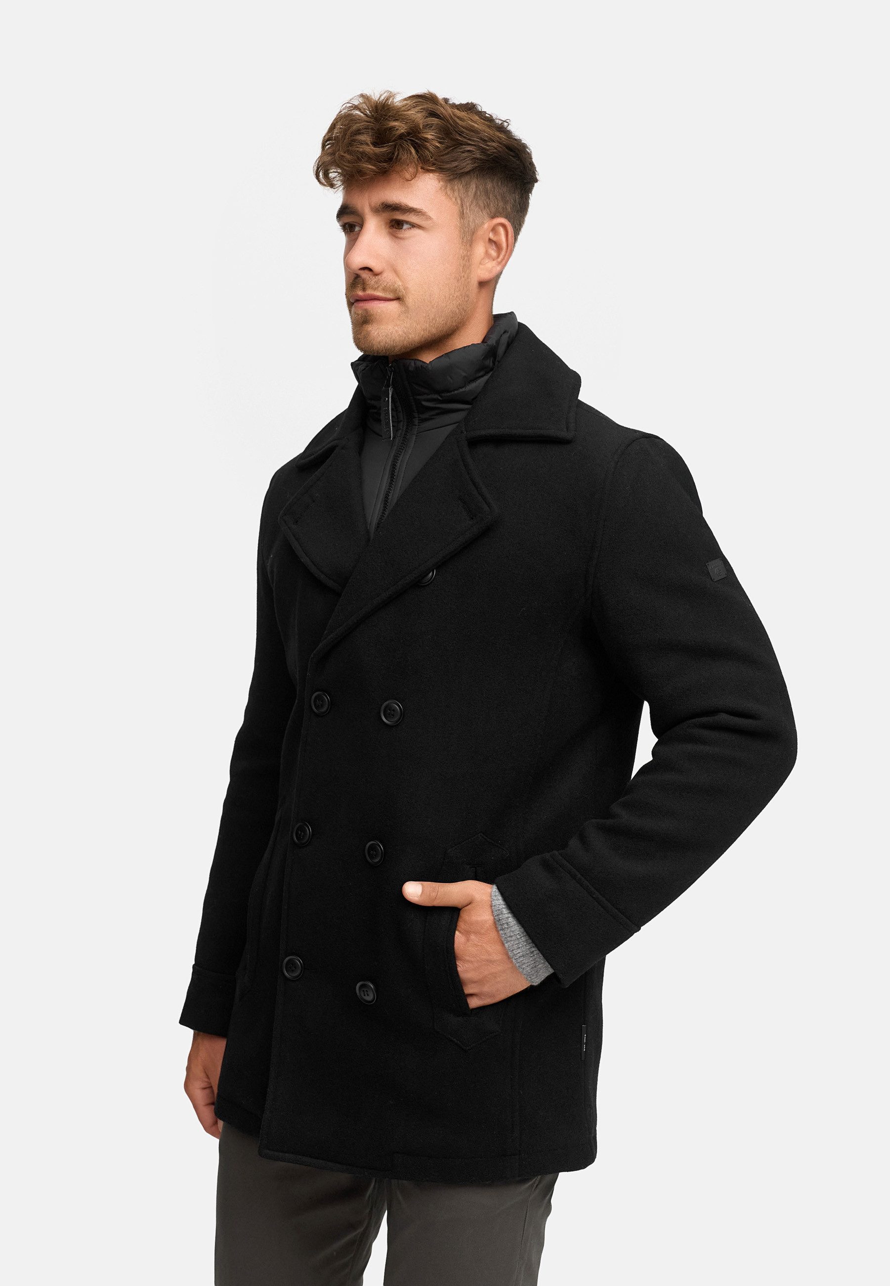 Indicode Wollmantel Herren INLunil Winter Mantel Herrenmantel Herren Mantel mit Stepp-Optik, Winterjacke,Übergangsjacke