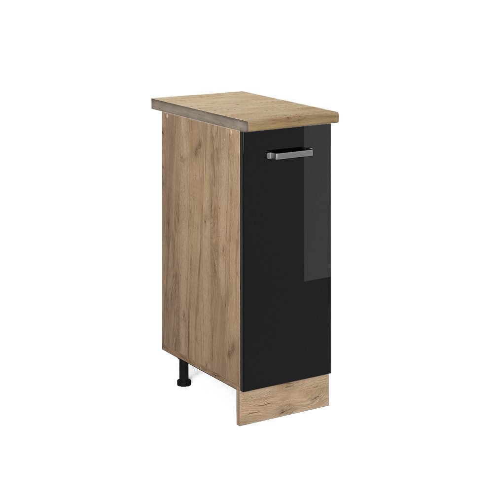 Vicco Apothekerschrank R-Line, Schwarz Hochglanz/Goldkraft Eiche, günstig online kaufen