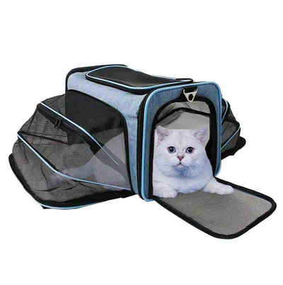 Abistab Pets Tiertransporttasche Erweiterbar Tragetasche bis 7,00 kg, vierseitig mit Langer Shultergurt für Auto und Flugreisen geeignet