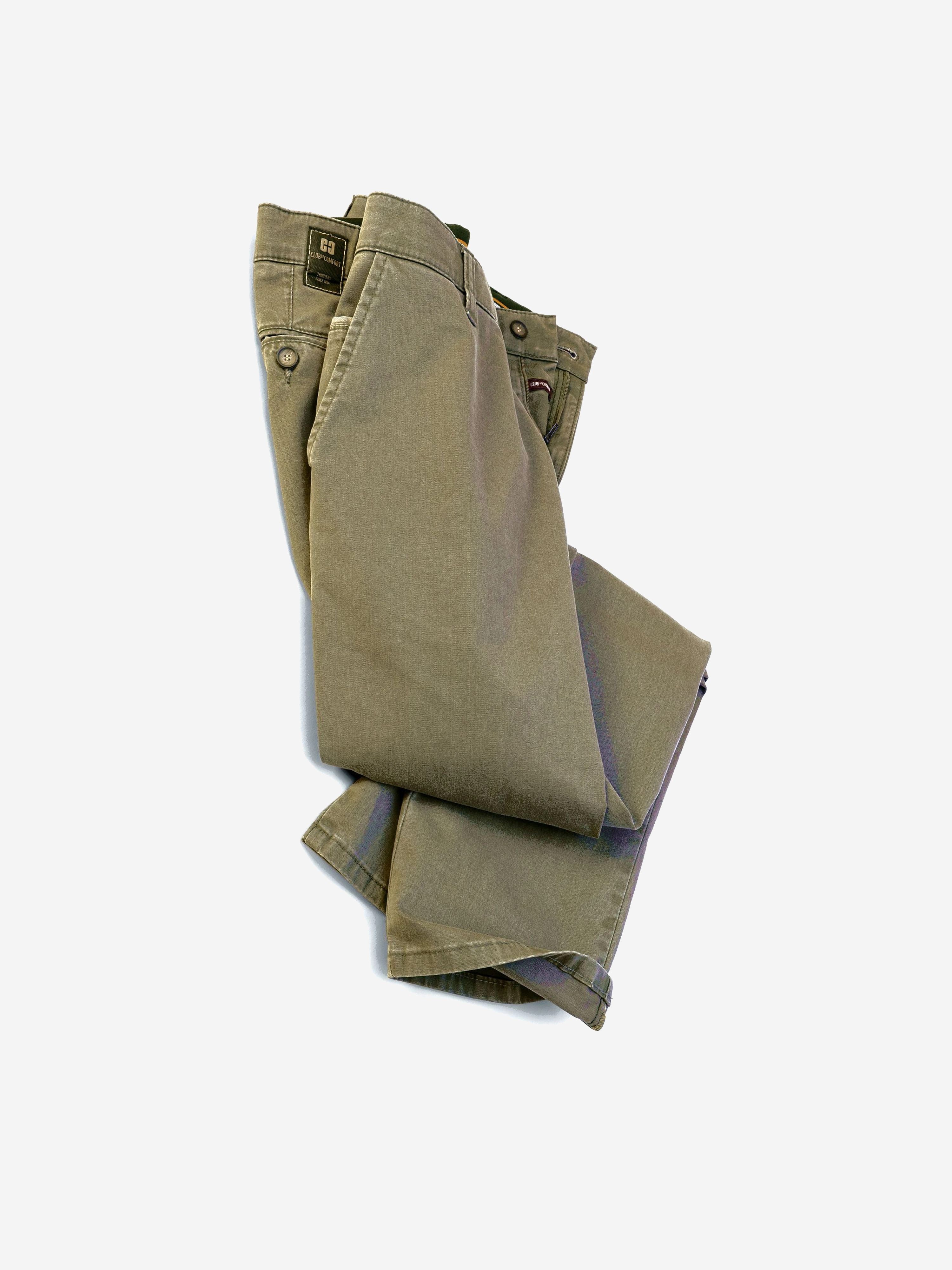 Club of Comfort Chinohose Chino/Flat Front Hose GARVEY 7323 - khaki hell - Herrenhose - 26 Bequeme Flat Front-Hose, elastischer Komfortbund	 - High Stretch Baumw